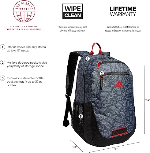 Miniatura 2 de adidas Mochila Foundation 6 Adi Collage Jersey Onix-greyBlackVivid Red talla única Mochila Foundation 6