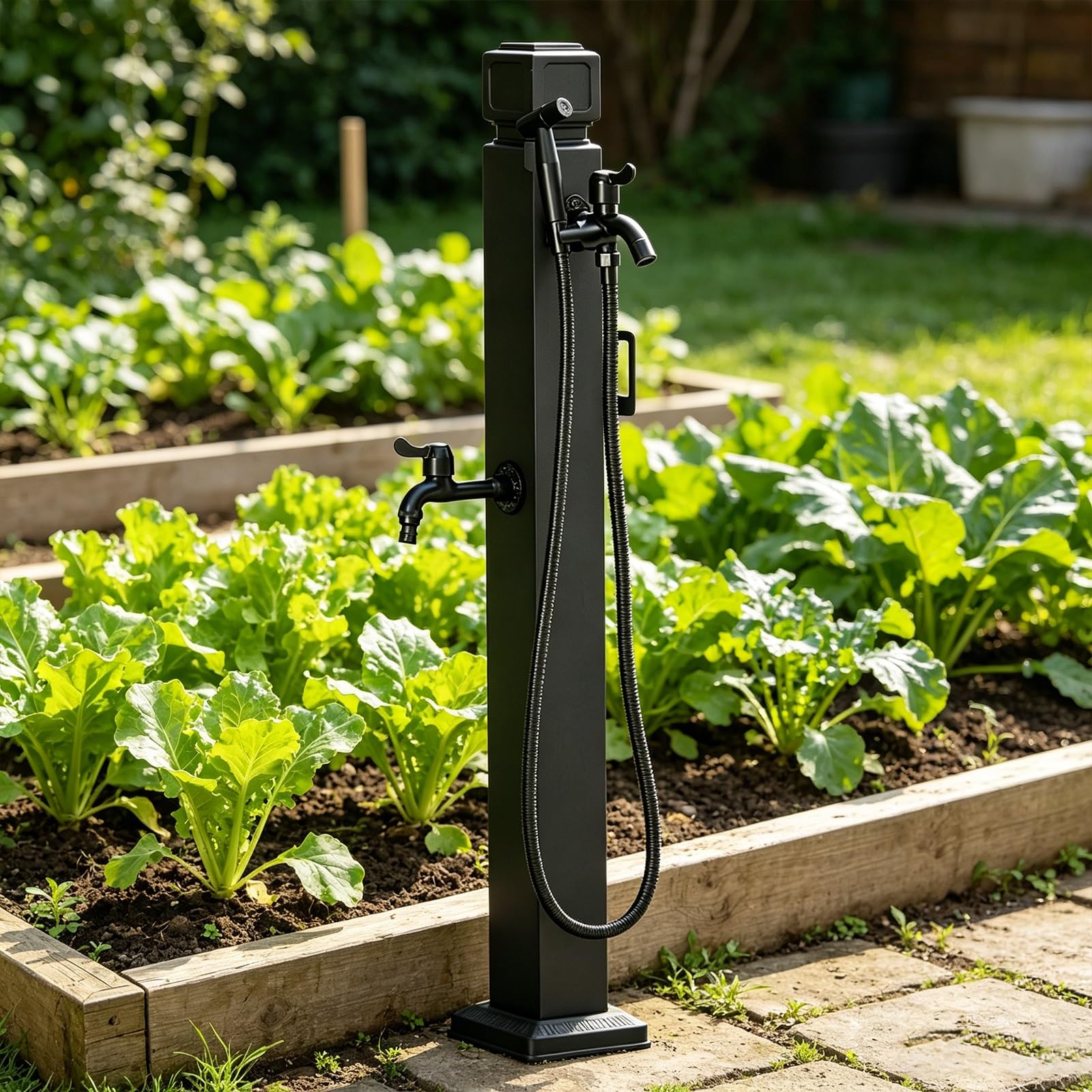 Outdoor Stainless Steel Garden Water Column with Faucet, Vertical Yard Hydrant Water Tap, Freestanding Water Spigot Post for Household Outdoor Watering(D,Height: 80cm/31.5in)