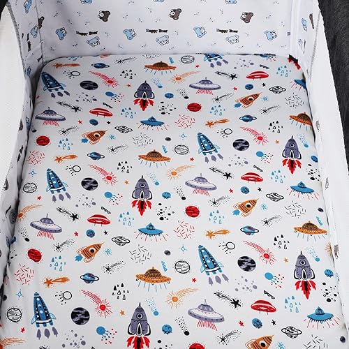 Miniatura 3 de Juego de sábanas para moisés, paquete de 3 (32 x 19 pulgadas), compatible con Mika Micky, Baby Delight, Dream On Me, colchón de cuna, tejido de