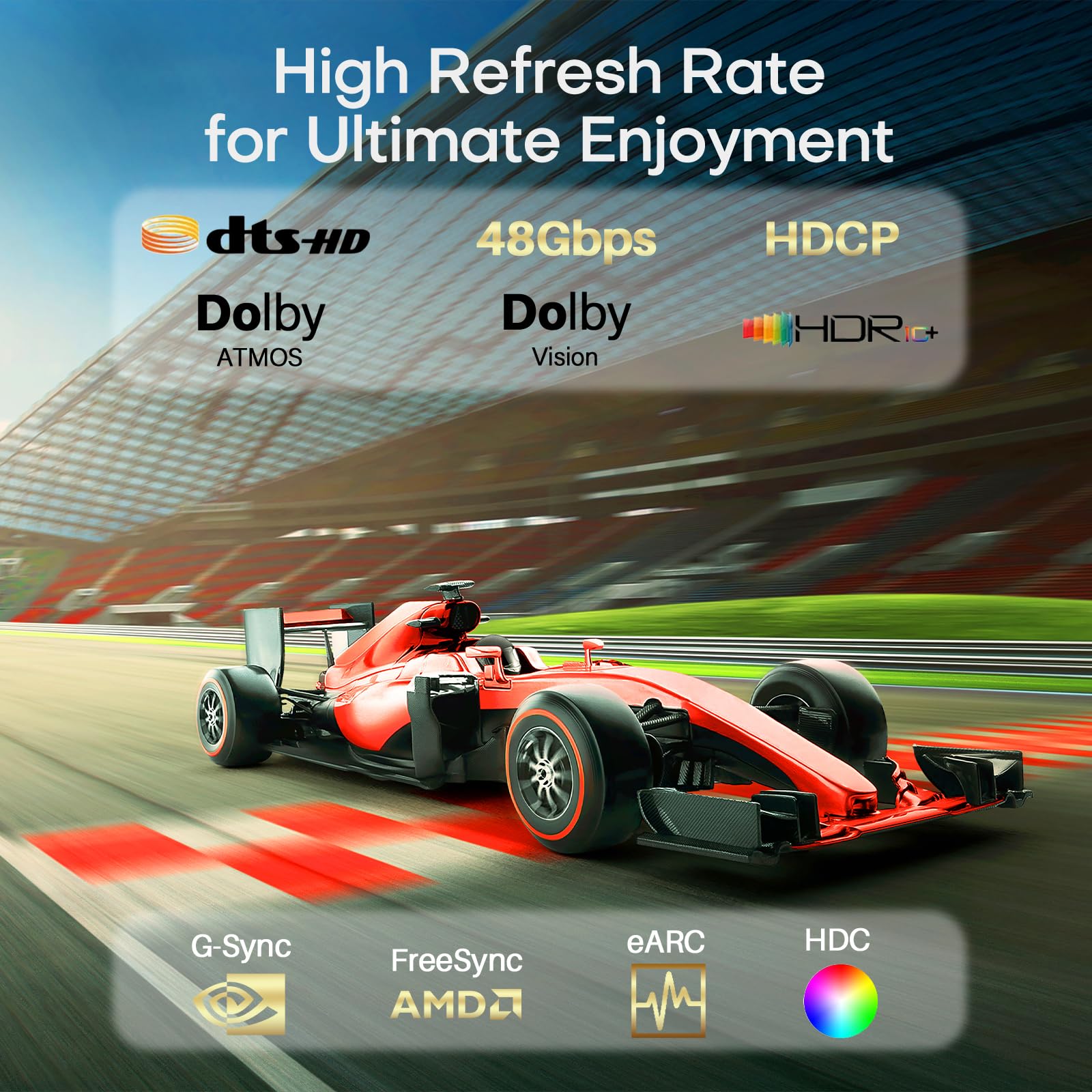 5m Przewód przedłużający 8K HDMI 2.1, adapter męski na żeński, 8K@60Hz/4K@120Hz, 48Gbps, UHD eARC, HDCP2.3, HDR10+ 3D, odpowiedni do tunerów TV, telewizorów HDTV, PS5/PS4, Xbox itp.