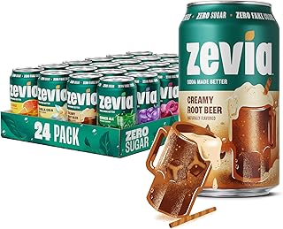 Zevia Zero Sugar Soda, Rainbow Variety Pack, 12 oz Cans (24-Pack) – Naturally Sweetened, Non-GMO Project Verified, Gluten-Free, Vegan