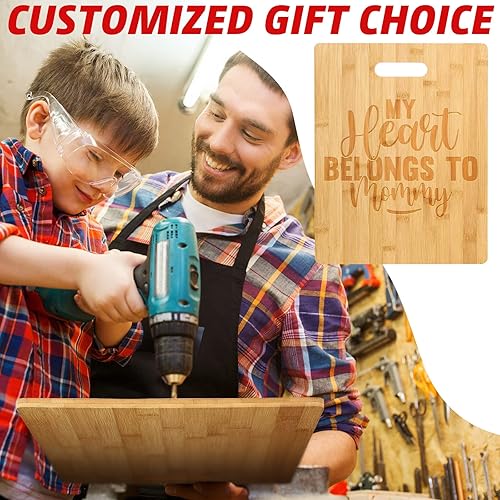 Miniatura 6 de Vesici Paquete de 18 tablas de cortar de bambúmadera con asas a granel en blanco liso grabado láser tabla de cortar para grabado personalizado,