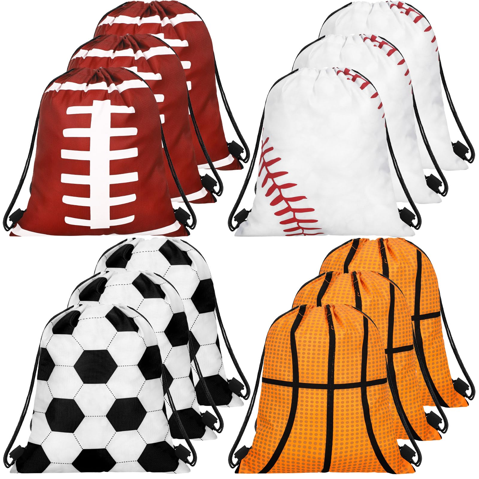 Shappy 12 Pieces Sport Drawstring Bags Bulk Small Sport Goodie Bags Snack Treat Backpack for Ball Birthday Party Favor Team Gifts(10 x 12 Inch)