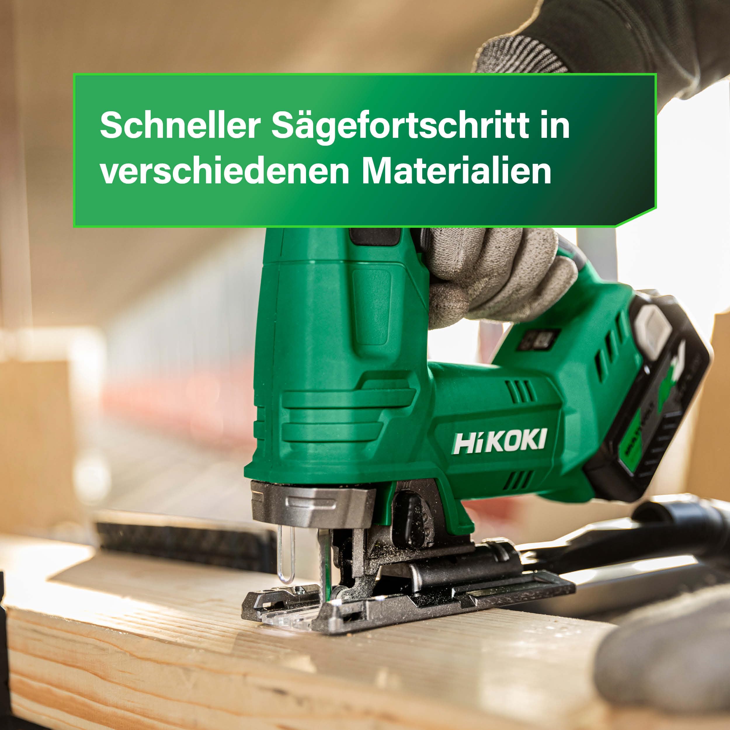 HiKOKI Akku-Stichsäge CJ18DA (18V, Li-Ion, 26mm Hubhöhe, 4-stufige Pendelhubfunktion, Werkzeuglose Sägeblattaufnahme, Regelelektronik, LED, im Transportkoffer, ohne Akku und Ladegerät), 276x202x81 mm | Ohne Akku & Ladegerät, inkl. HSC III Koffer, LED, Säg