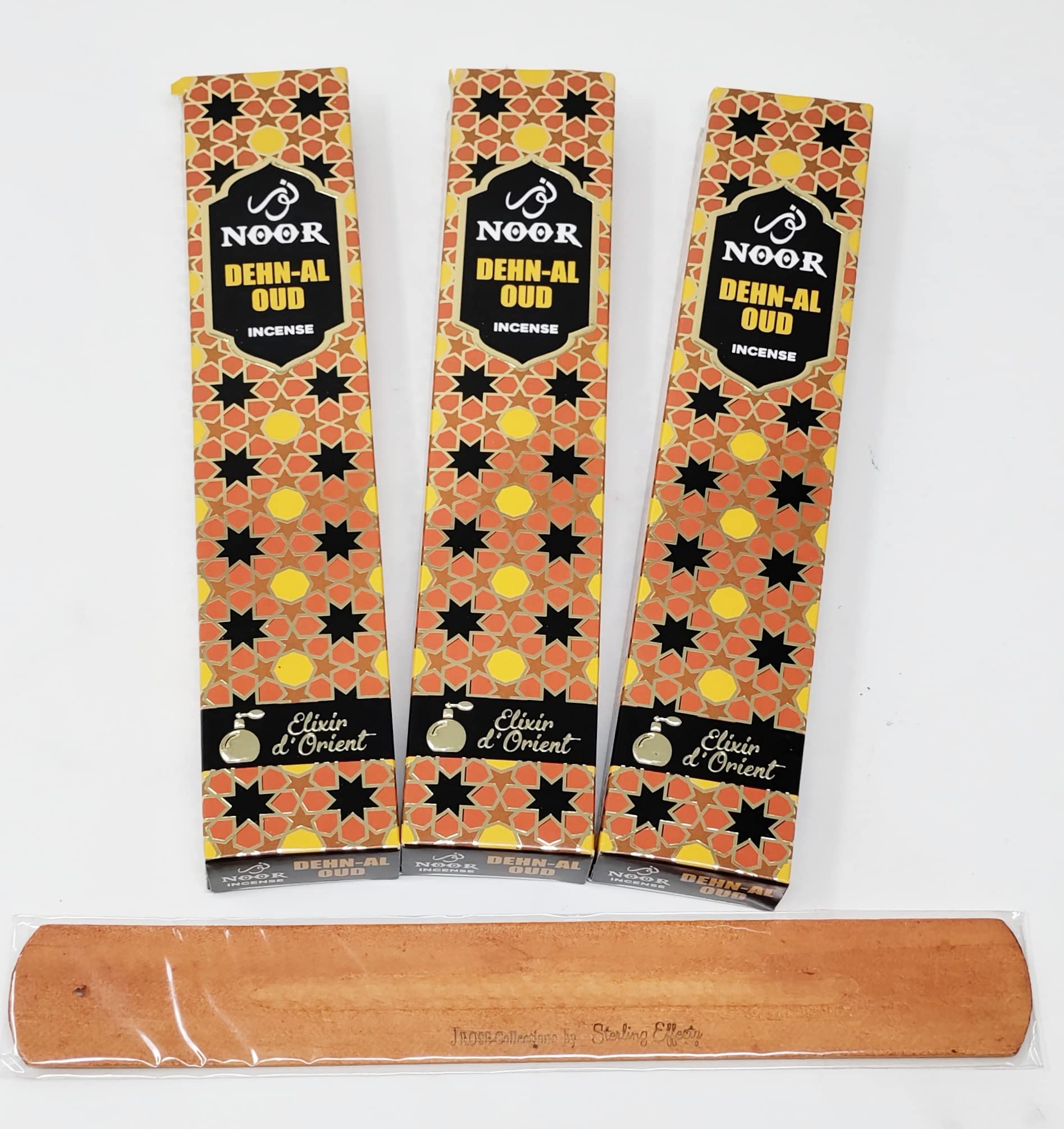 JRose Collections 3 X HARI DARSHAN DEHN-AL OUD 15g (Noor Series) with Incense Stick Holder