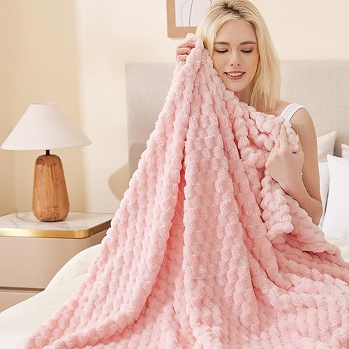 Miniatura 3 de EXQ Home Manta de forro polar para sofá o cama, manta decorativa de imitación 3D de conchas de tortuga jacquard, acogedora manta de franela suave y