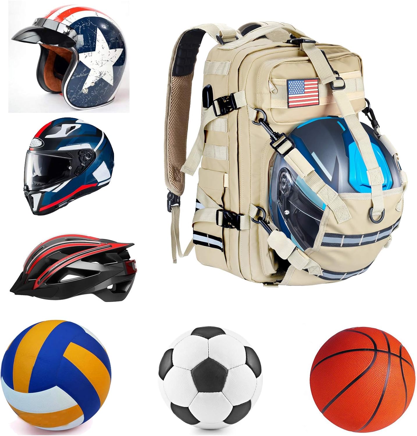 Waterproof Motorcycle Helmet Backpack Outdoor Sports Shoulder Bag Motorcycle Backpack with USB Port (20L) : Sports & Outdoors