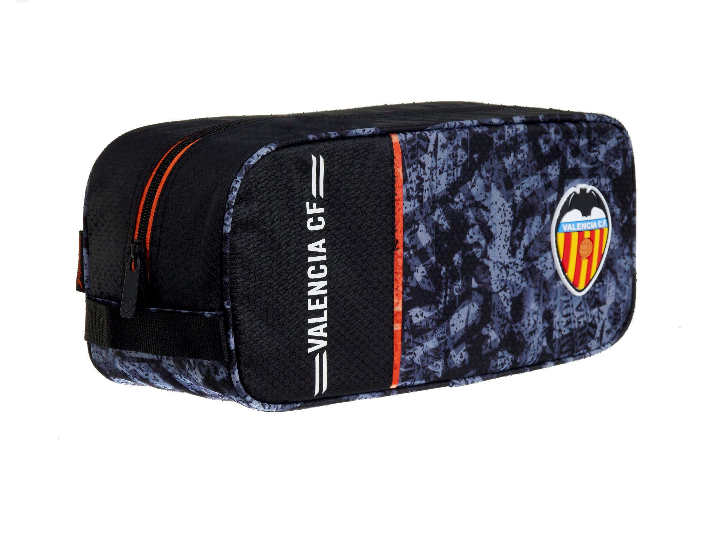 OFITURIA Valencia CF Zapatillero – 1 Bolsillo Cremallera Simple Asa para Transporte – Medidas 34X15X12 cm Color Negro