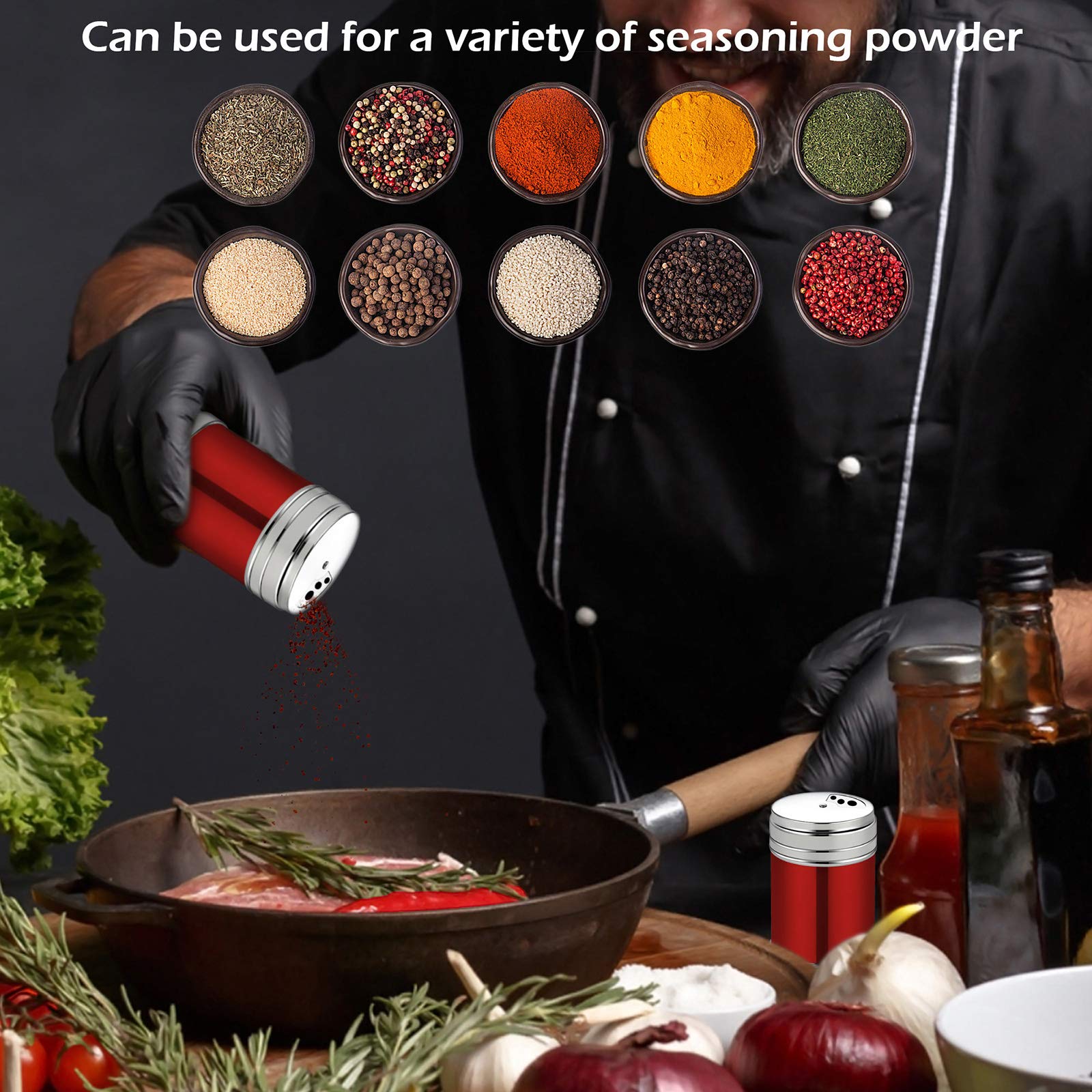 Distributore Spezie In Acciaio Inox PARENCE - 6x5x5 Cm, Con Fori Multifunzione Per Sale E Pepe - Foto 7