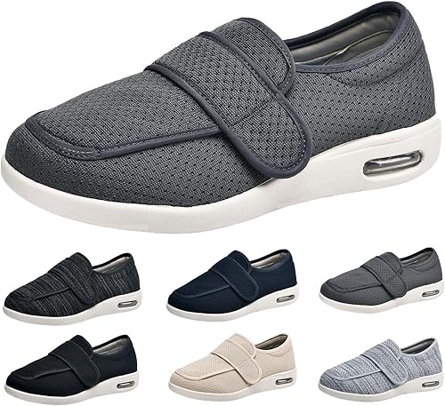 Zapatos para diabéticos para hombre y mujer, extra anchos, para caminar, edema, con correa ajustable, fáciles de poner y quitar, para hombre 7mujer 8