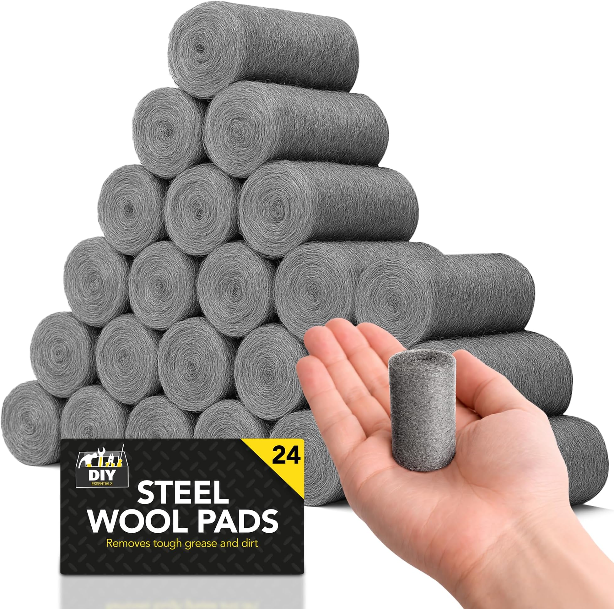 โ SOL 24pk Grade 0 Steel Wool Mice Blocker Wire Wool for Cleaning Coarse Abrasive Pads for Rust Removal Surface Preparation Metal Wood DIY Maintenance Heavy Duty Polishing Household Use Pest Control