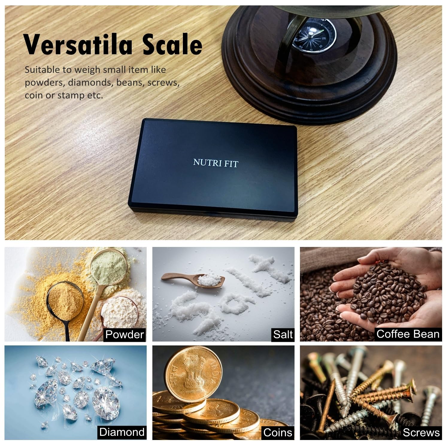 NUTRI FIT Gram Scale Digital Pocket Scales 0.01g 500g Small Jewelry Scale