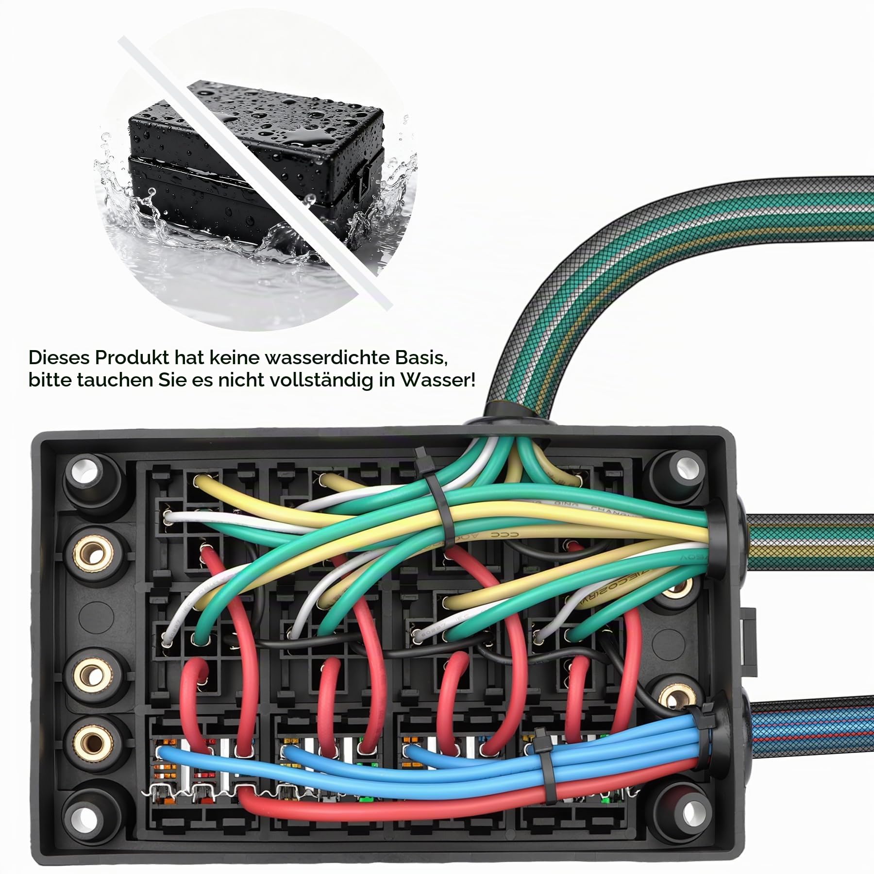 12V 40A 12-fach vorverdrahteter Sicherungs- und Relaiskasten, 8 Relais und 12 ATC/ATO-Flachsicherungen, für PKW, LKW, Boot und Jeep