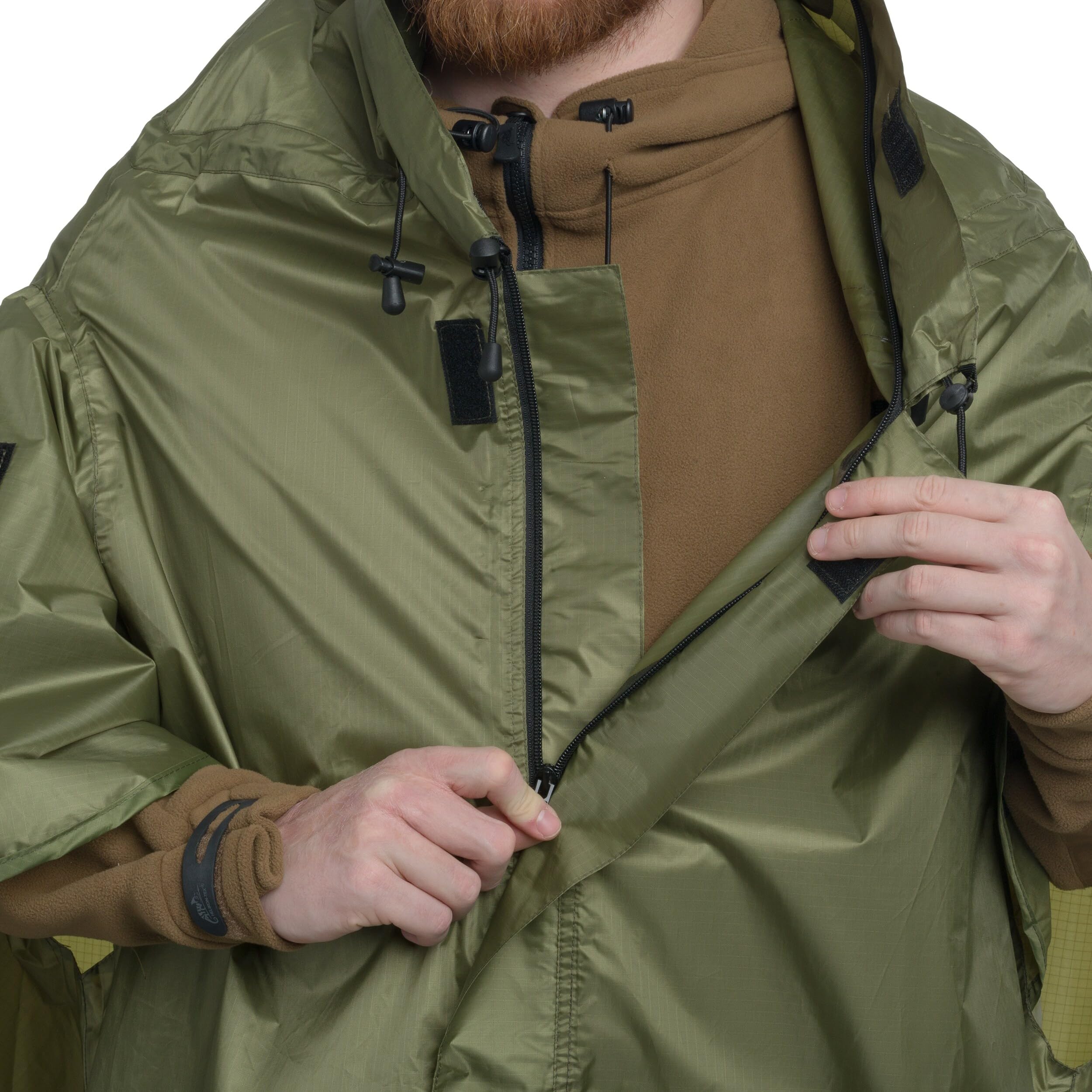 Badger outdoor Timber ponczo przeciwdeszczowe z funkcją namiotu, oliwkowe – wodoszczelne, 5000 mm, wyposażenie survivalowe, ponczo Bundeswehry, na wędrówki, rower, kemping