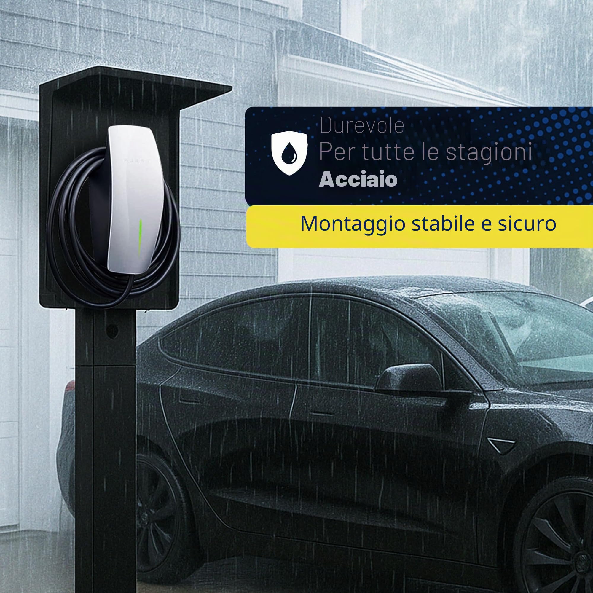 Colonnina di Ricarica EV con Coperchio – Compatibile con Wallbox 7,4 kW Monofase, Pulsar Plus e Cavo Tipo 2, Protezione Anti-Pioggia e Sole | EUIPO Reg. Nr. 015116807-0001