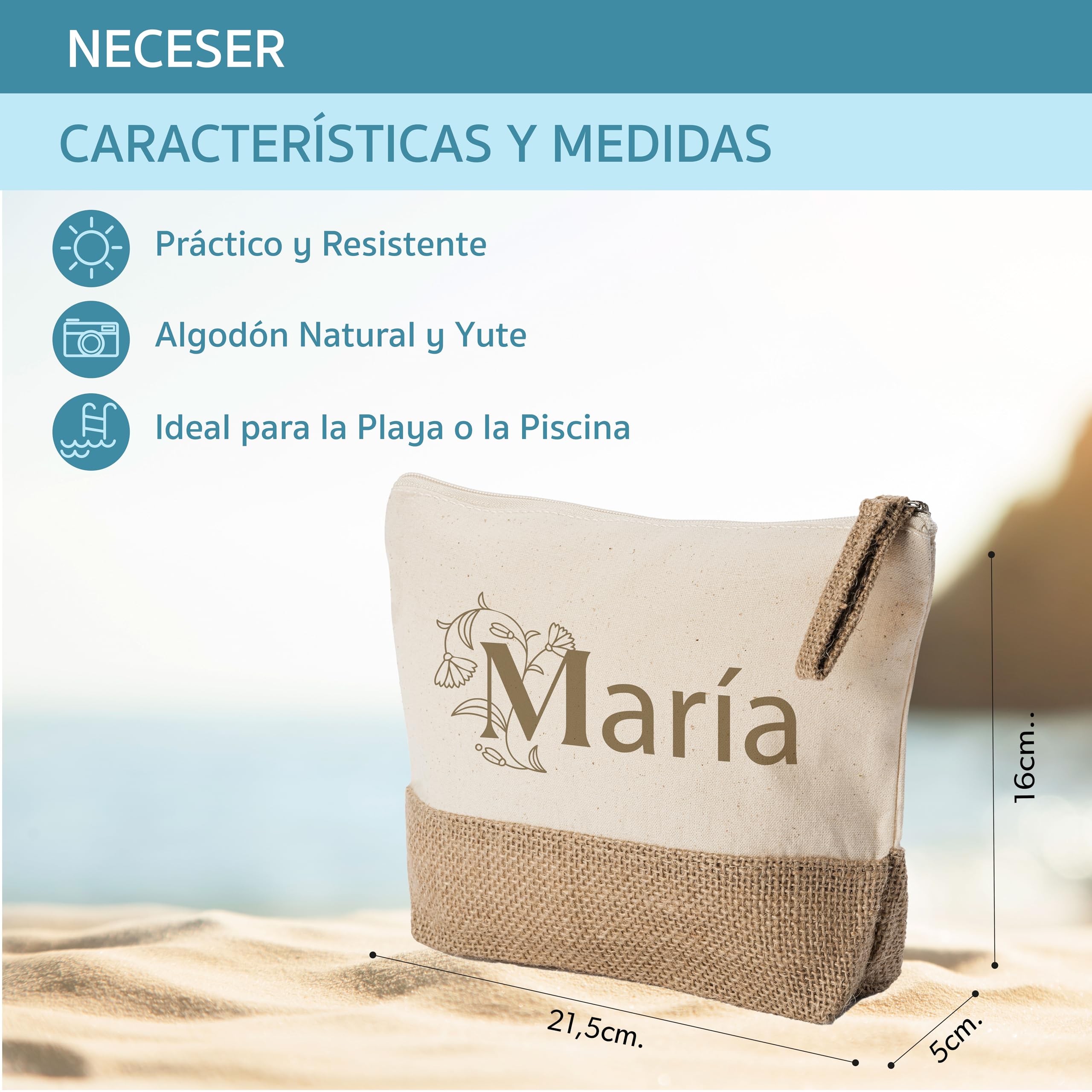 Bolso Playa Mujer Grande con Neceser, Opción de Personalización y Toalla a Juego – Bolso Piscina Mujer, Bolsos Mujer Verano