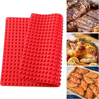 Non-Stick Silicone Baking Cooking Mat, 15x11'' Non Stick Baking Mat, Red Pyramid Cooking Mats for Oven Microwave Baking and Roasting