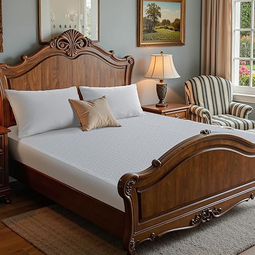 Miniatura 5 de Protector de colchón impermeable tamaño King, funda de cama de bolsillo elástico profundo, lavable a máquina, suave, transpirable, sin ruido,