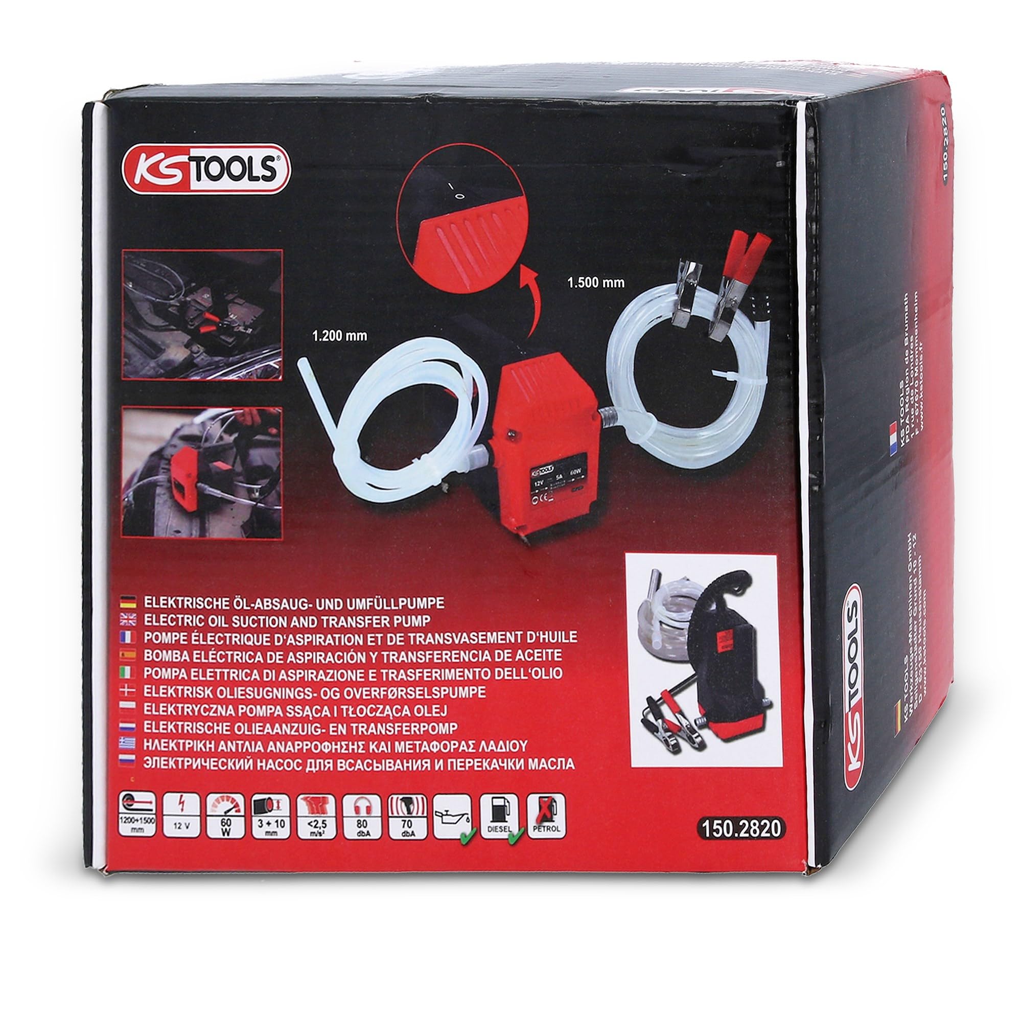 KS Tools 150.2820 elektryczna pompa do odsysania oleju i przelewu