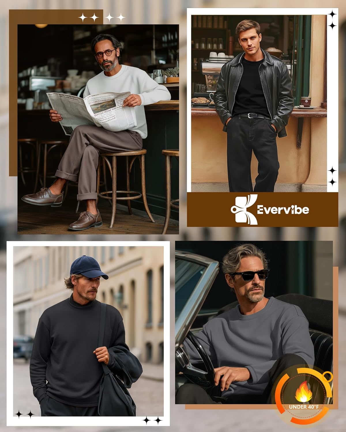 4 Pack Men's Big and Tall Long Sleeve Fleece Shirts, Crew Neck Thermal Sweatshirts Loose Casual Soft Basic Tops - Image 2