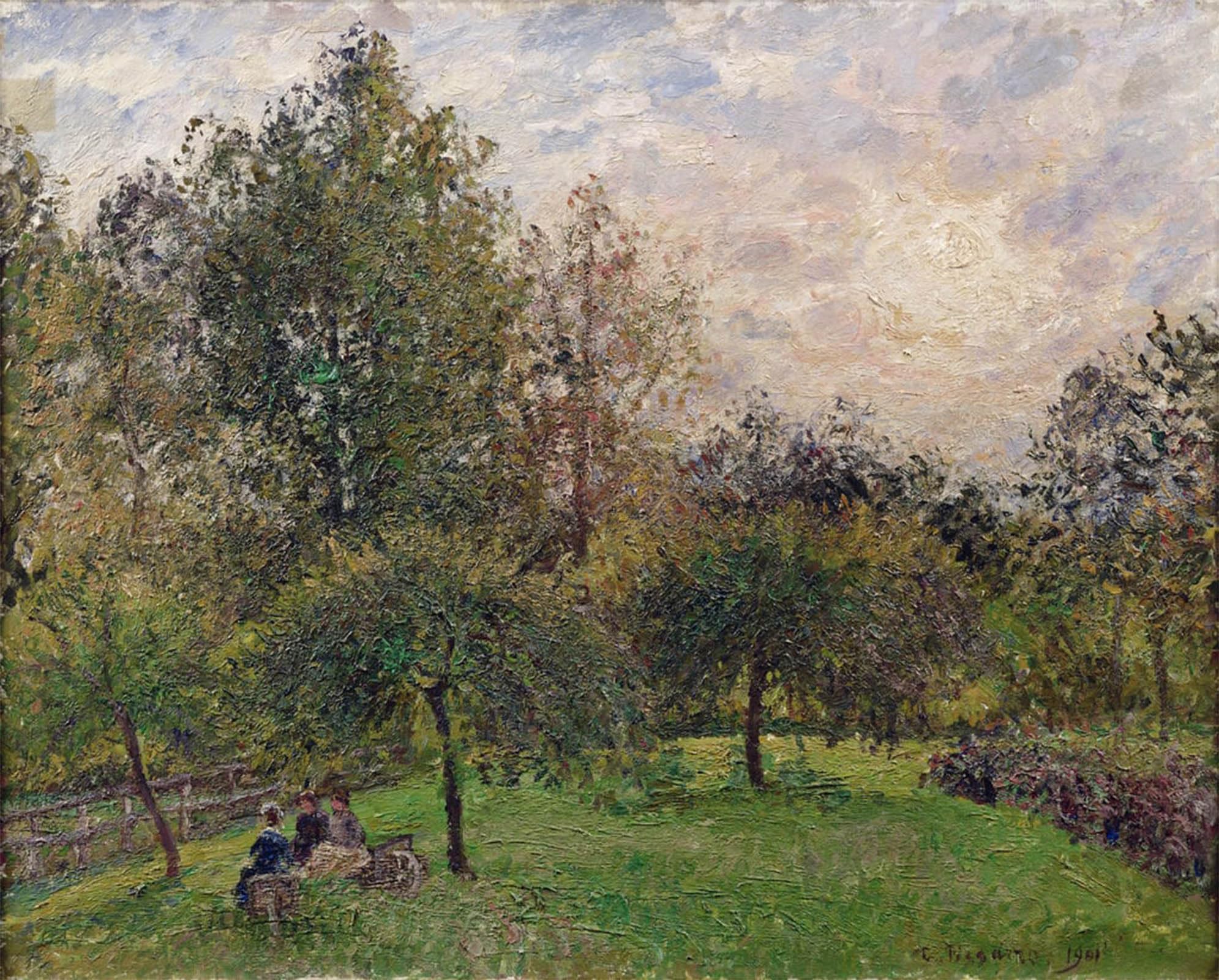 Serendipitp No Frame Abstract Painting Mural Print Picture Wall Decor Painting Apple Trees And Poplars In The Setting Sun By Camille Jacob Pissarro Vintage Wall Artwork For Home Decor 60X90cm