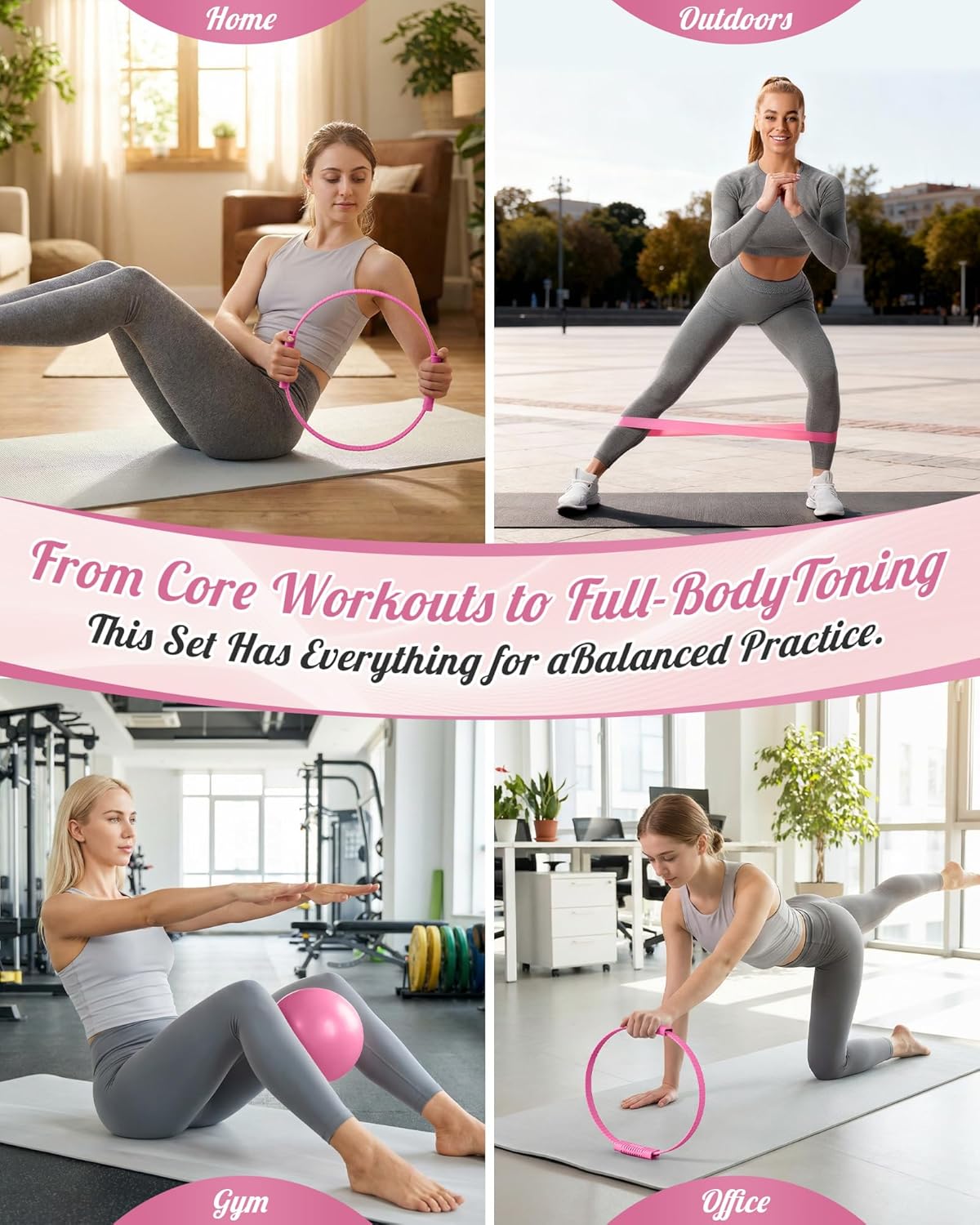 Pilates Ring, Silicone Magic Pilates Rings, Lightweight & Durable Flexible Fitness Circle Exercise Equipment for Toning Arms, Thighs,Legs, Core,Yoga & Physical Therapy