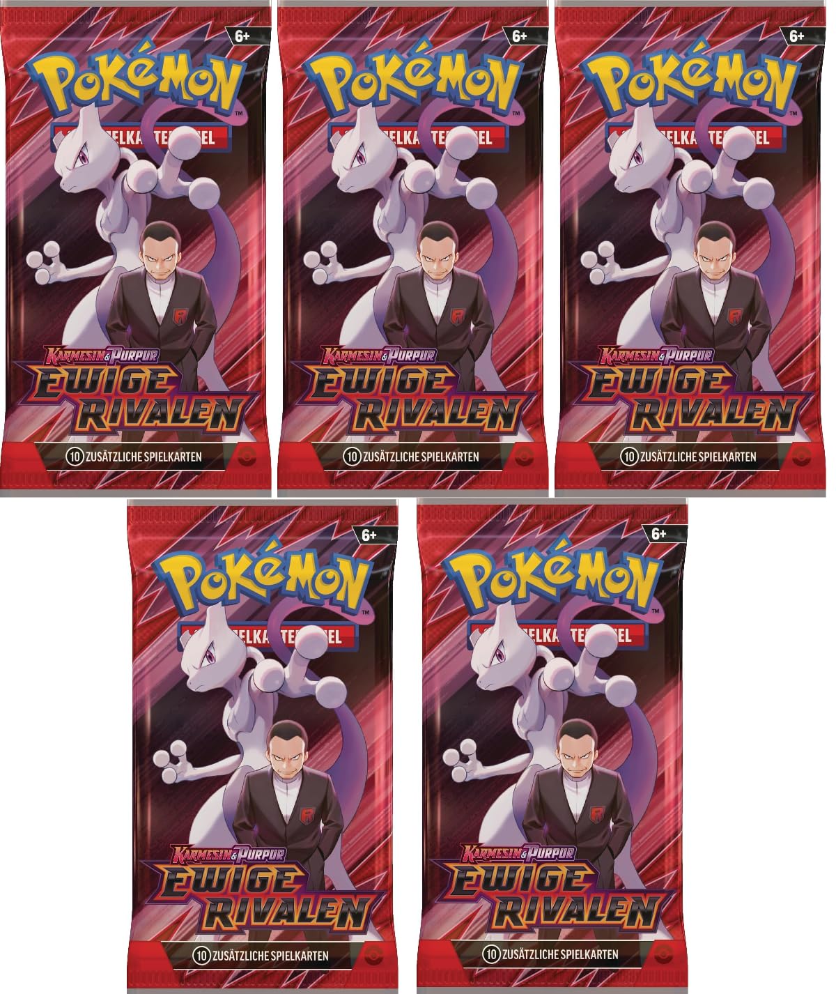 Pokemon Ewige Rivalen 5 Booster Packs - Deutsch Karmesin & Purpur Sammelkarten NEU & OVP und BB-Toy-Trades-Toploader