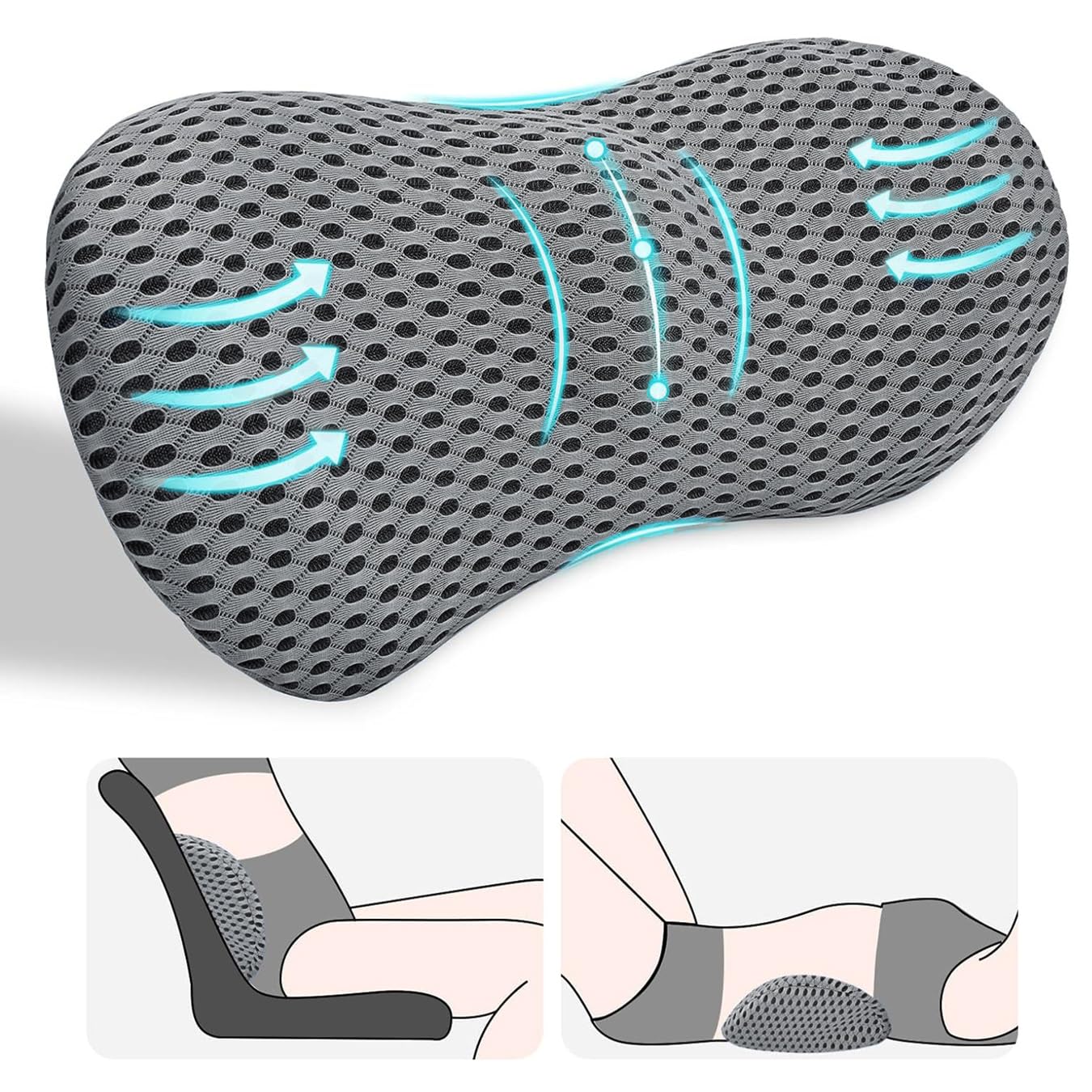 Ergonomic Memory Foam Lumbar Support Pillow for Back Pain Relief Office Car