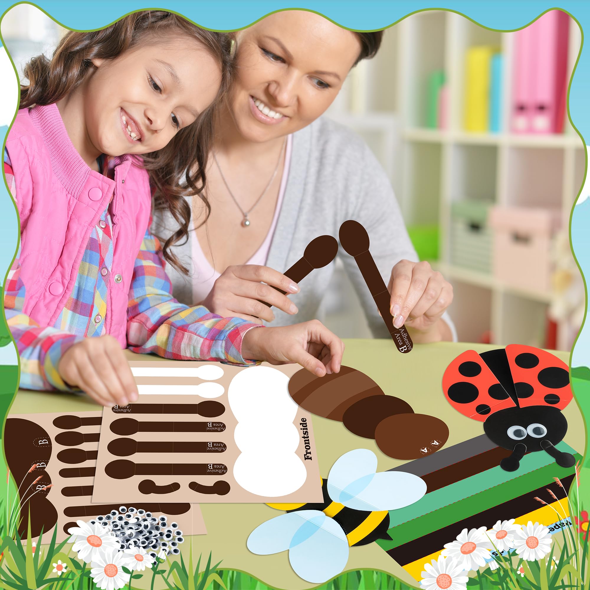 Spring Insects Activity DIY Insect Crafts 12Pcs Spring Insect Handprint Art Kit - Bug Crafts ...