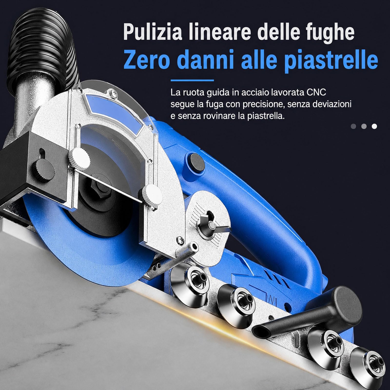 Pulitrice Elettrica Per Fughe Da 1200 W, Macchina Per L'apertura Delle Fughe Delle Piastrelle Portatile Autoaspirante Da 9000 Giri/min, Con Set Di Utensili, Macchina Per Scanalatura Multifunzionale