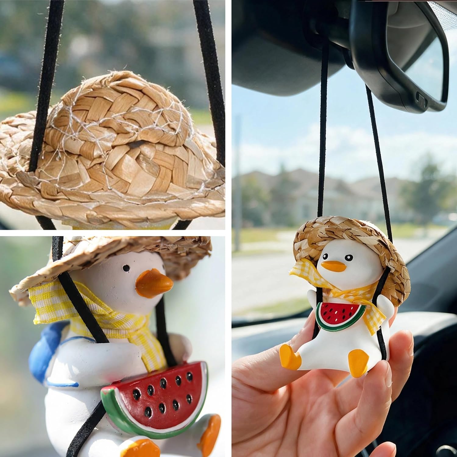 Cool Swinging Duck car Hanging rnament, Pendant interiorrearview Mirror Decoration and car Rear View mirrior Hanging Accessories(Watermelon)