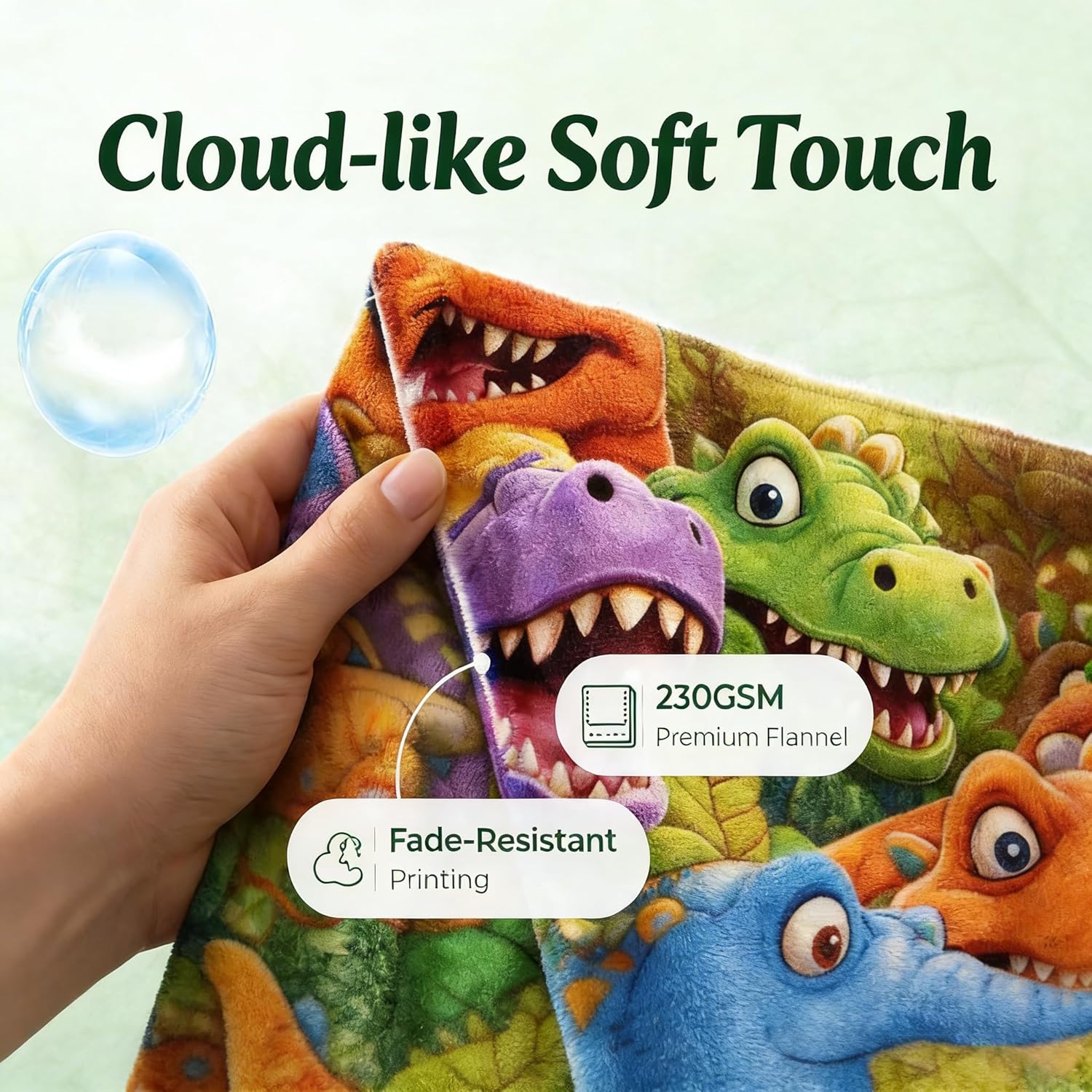 Dinosaur Blanket for Boys Girls 3D Dinosaur Throw Dino Blanket for Toddler Boys Kids Cute Smiling Dinosaurs HD Digital Print Flannel Ultra Soft Lightweight All Season (60in*51in) - Image 3