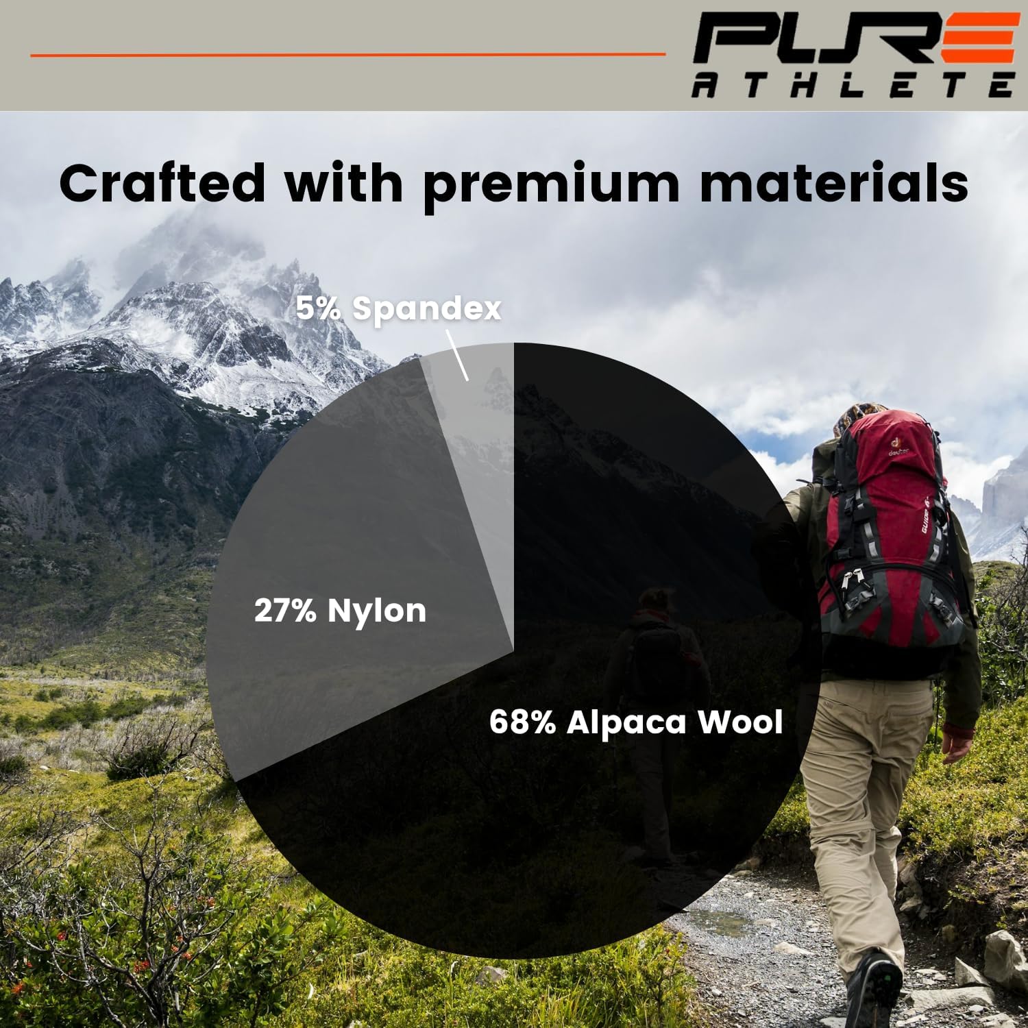 Pure Athlete Alpaca Wool Socks - Made in the USA, Athletic Crew Sock for Running, Hiking, Work, Men and Women, Lightweight - Image 6