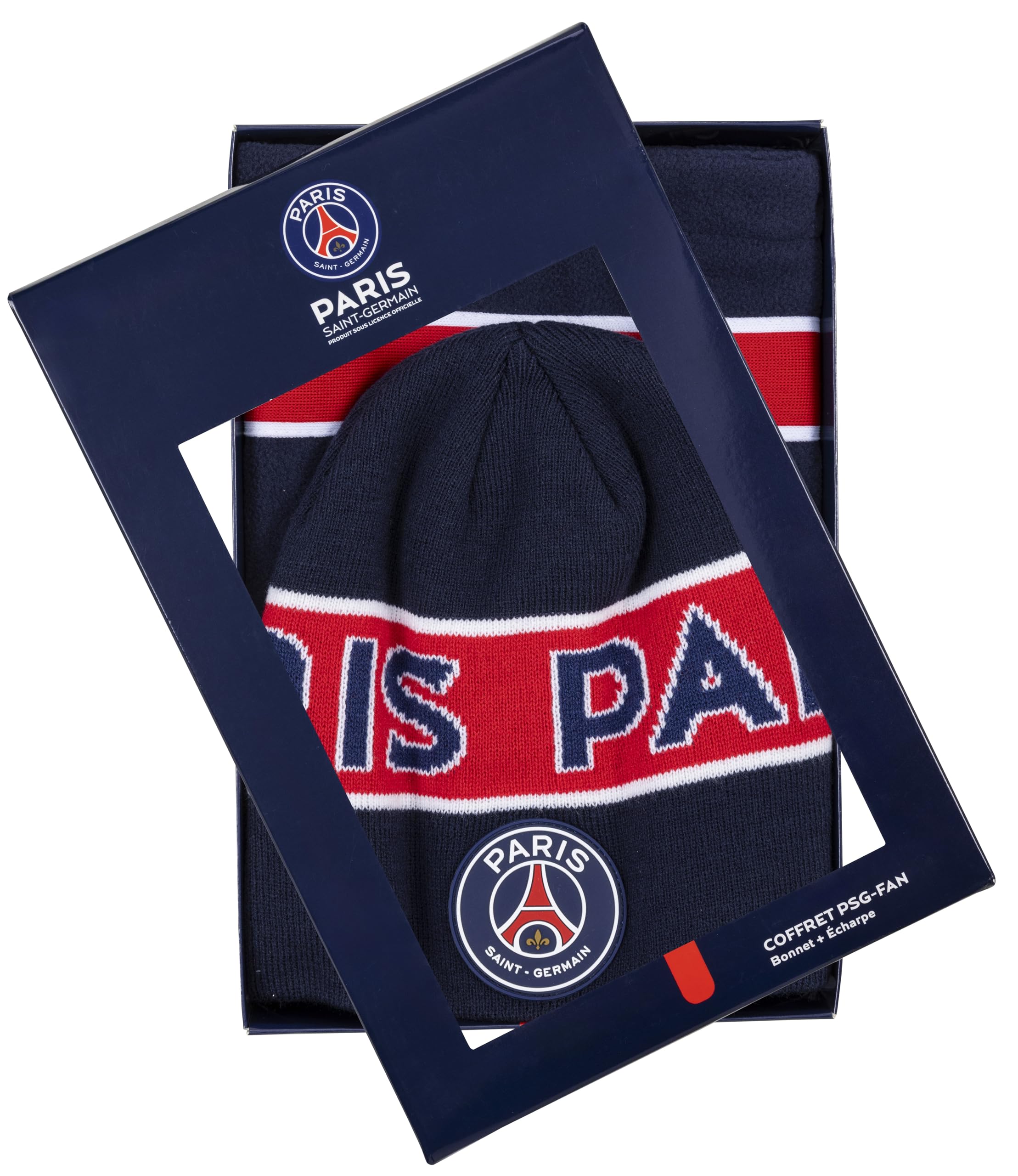 PSG Coffret Bonnet + Cache Cou Polaire Collection Officielle Paris Saint Germain