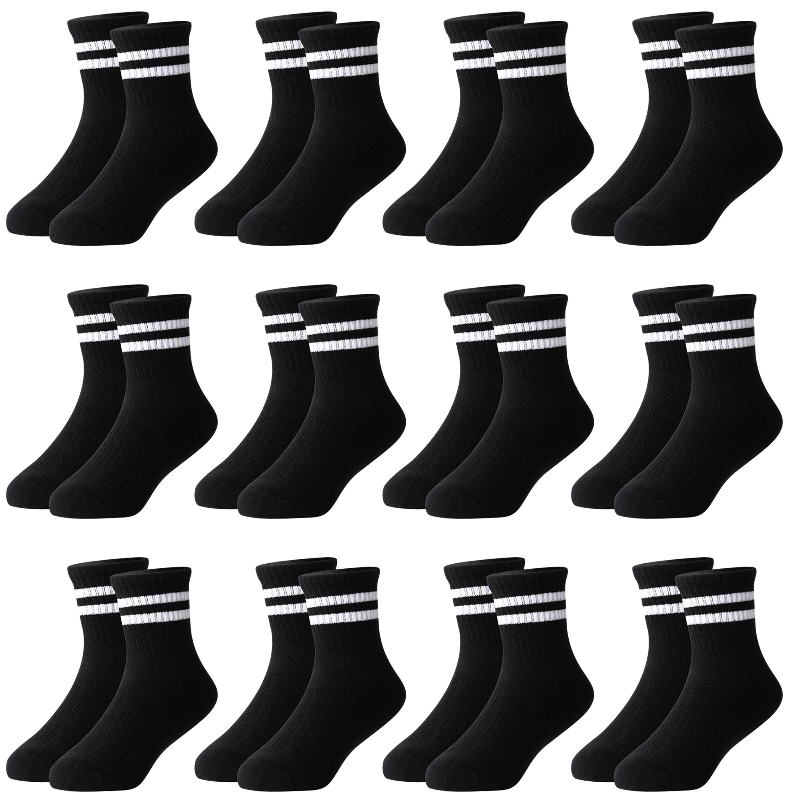 Moitiy 12 Paar Socken Jungen Tennissocken Kinder Kindersocken Jungen Mädchen Sportsocken Unisex Baumwolle Socken