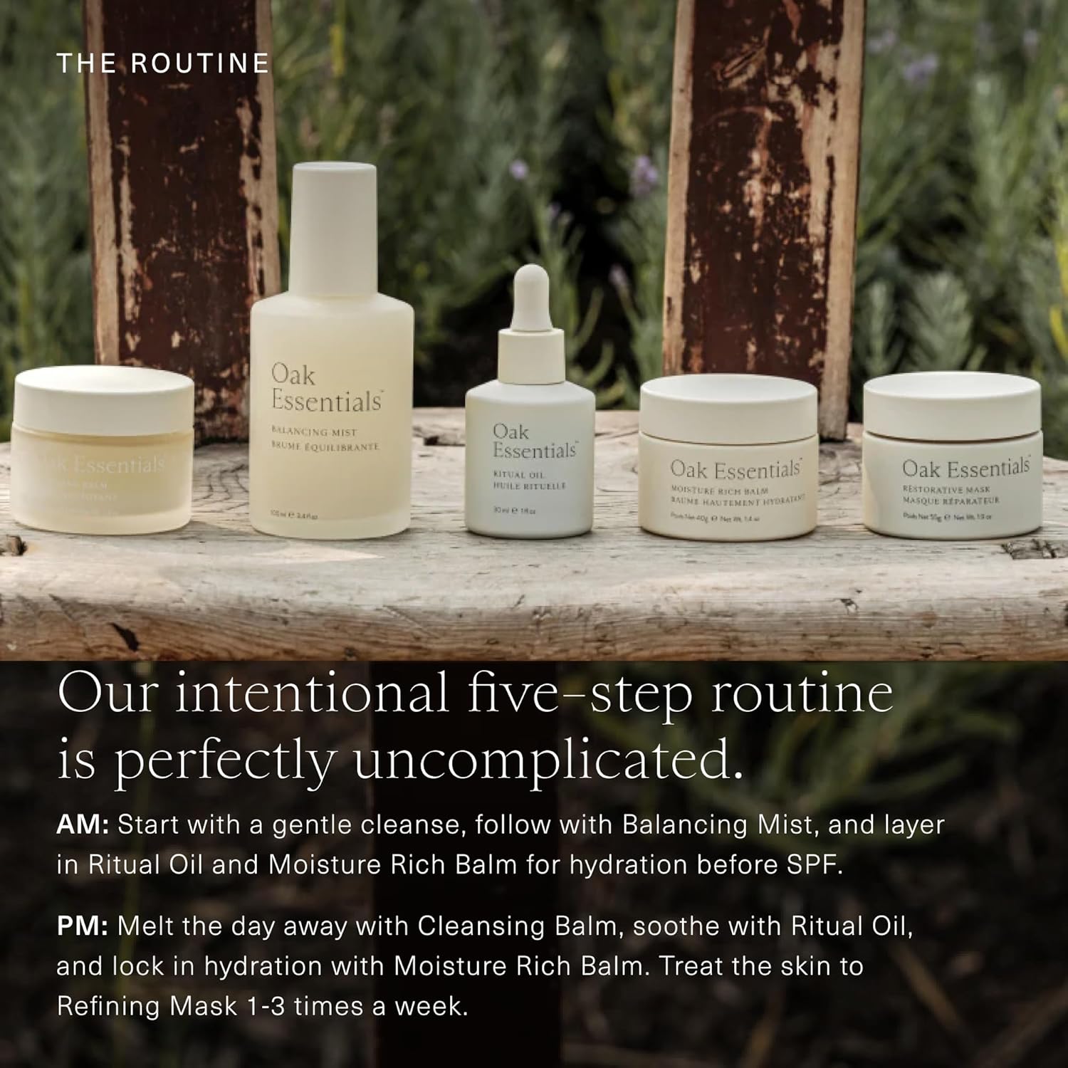 Oak Essentials The Routine At-Home Facial Gift Set | 5-Step Anti-Aging Skincare Routine with Blue Tansy Oil, Cleansing Balm & Face Mask - Image 4