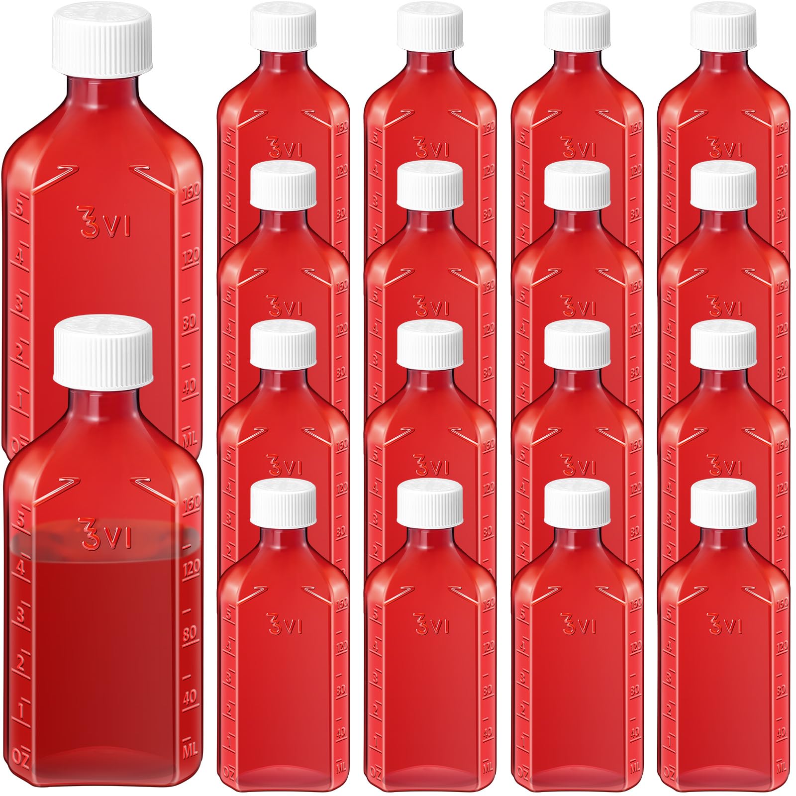 Reallnaive 20 Pcs 8 oz Liquid Medicine Bottles with Caps, Amber