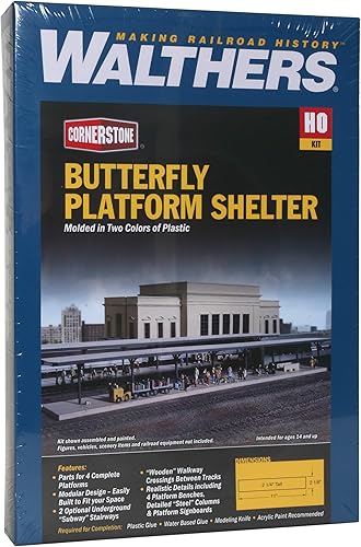Miniatura 6 de Walthers Cornerstone Kit Serie HO Scale Mariposa Estación Refugios de Plataforma