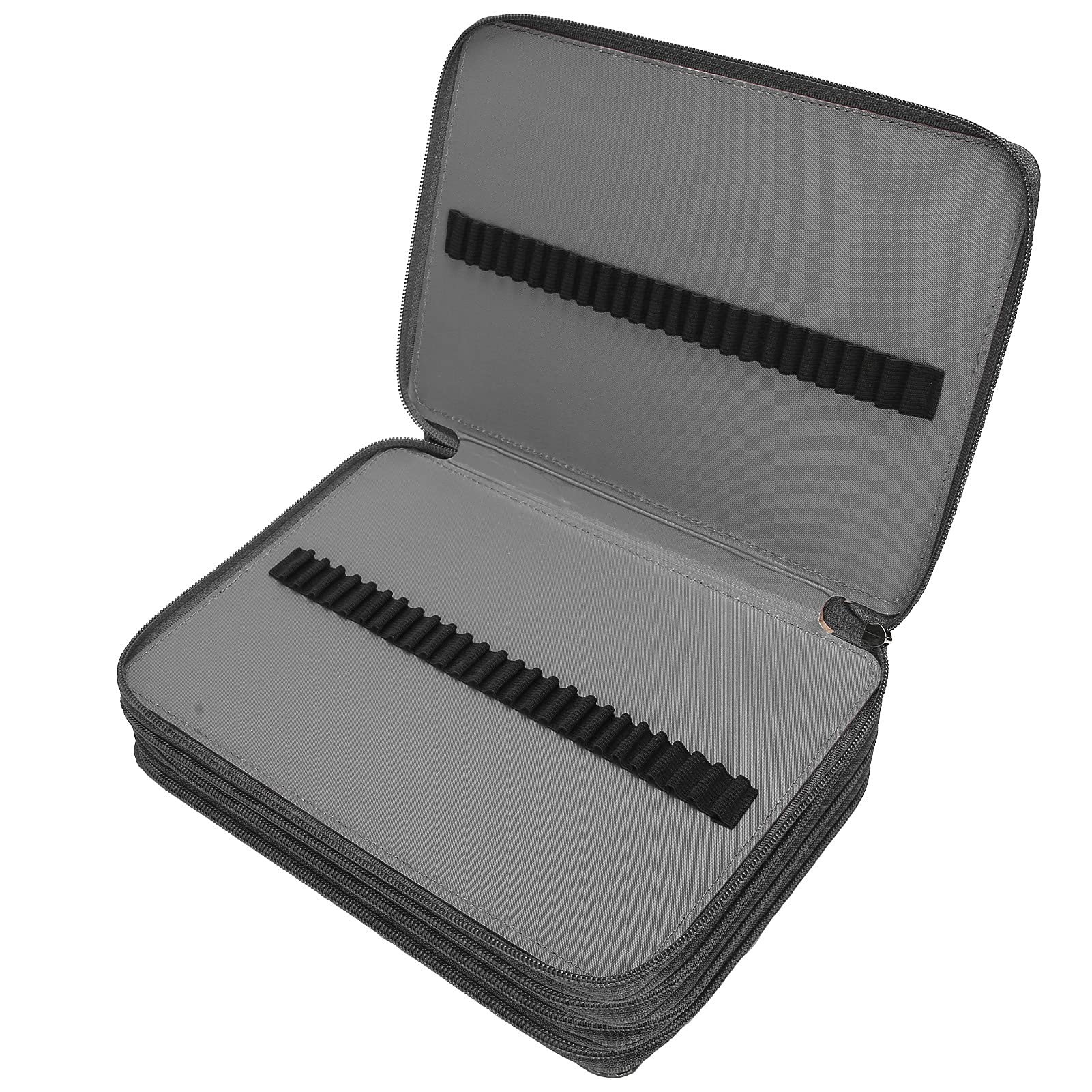 Étui à stylos de grande capacité, 200 emplacements, porte-crayons, fermeture éclair à 4 couches, poche de rangement classée (Gray)