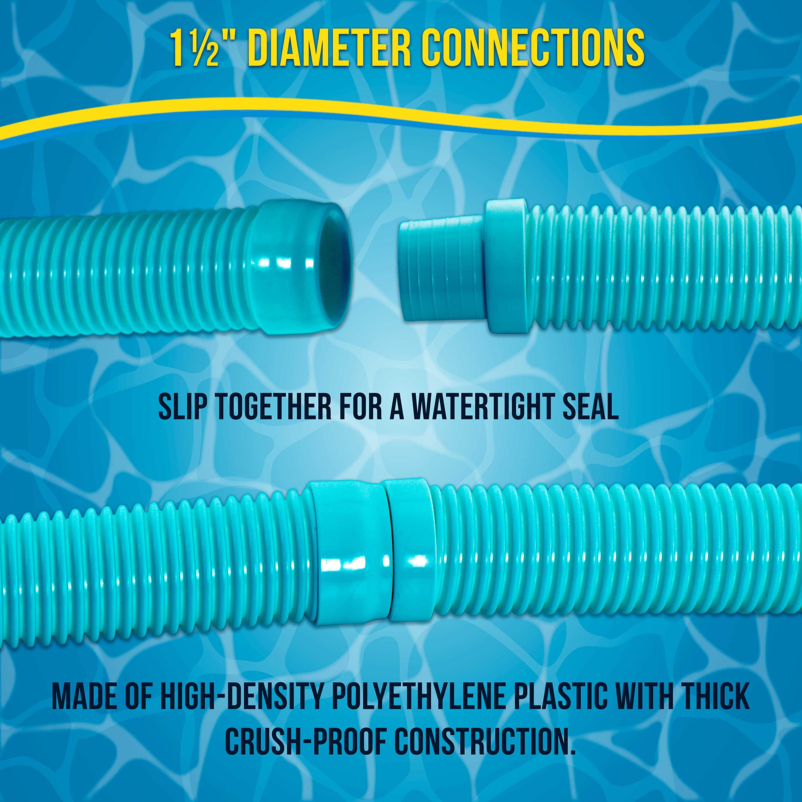 U.S. Pool Supply Professionelles 8-teiliges Schwimmbad-Staubsaugerschlauch-Set, blaugrün, 101,6 cm, flexible spiralgewickelte Verbindungsstücke mit 3,8 cm männlichen und weiblichen Manschetten,