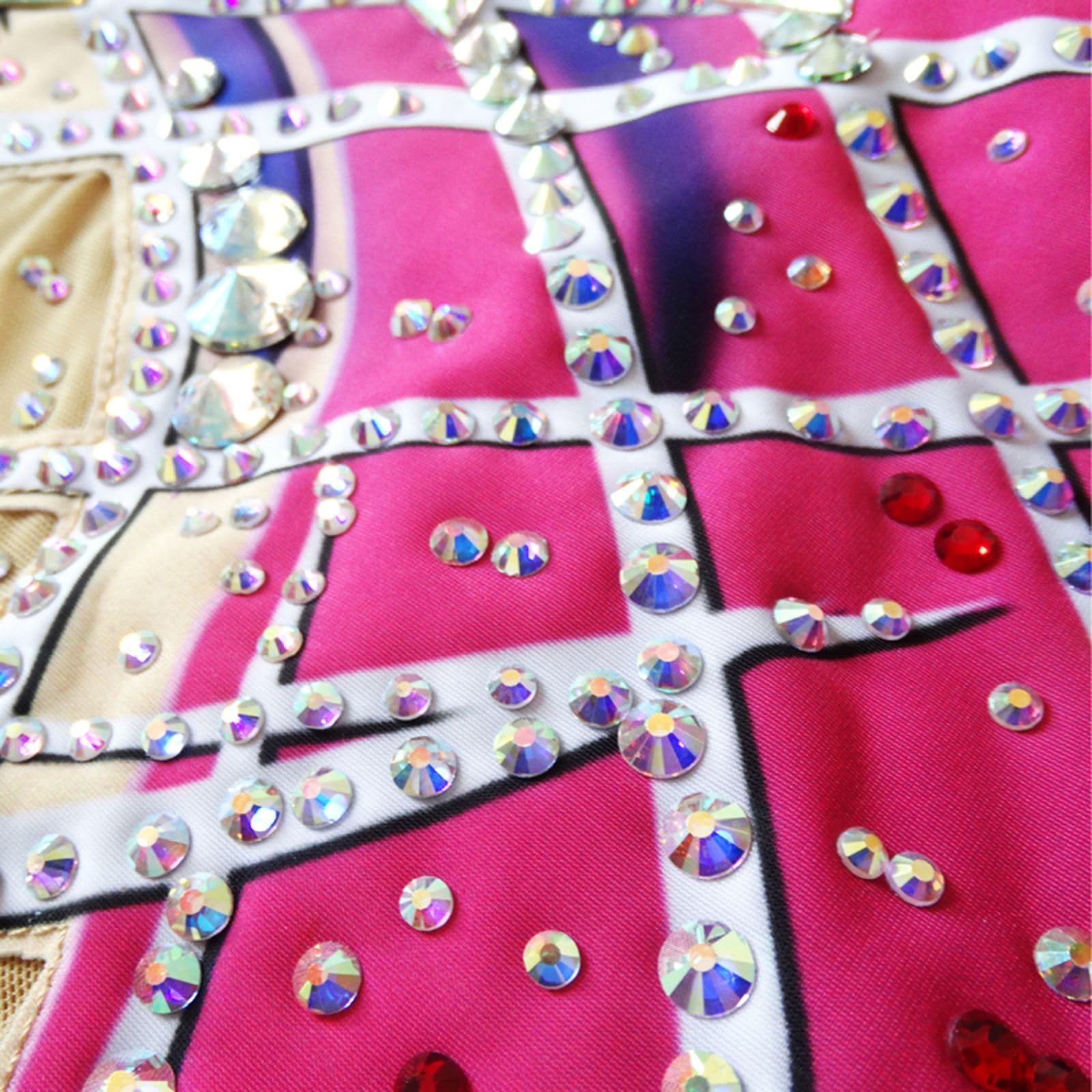 LIUHUO Maillot de gimnasia rítmica, sin mangas, diseño de flores, rendimiento y competición