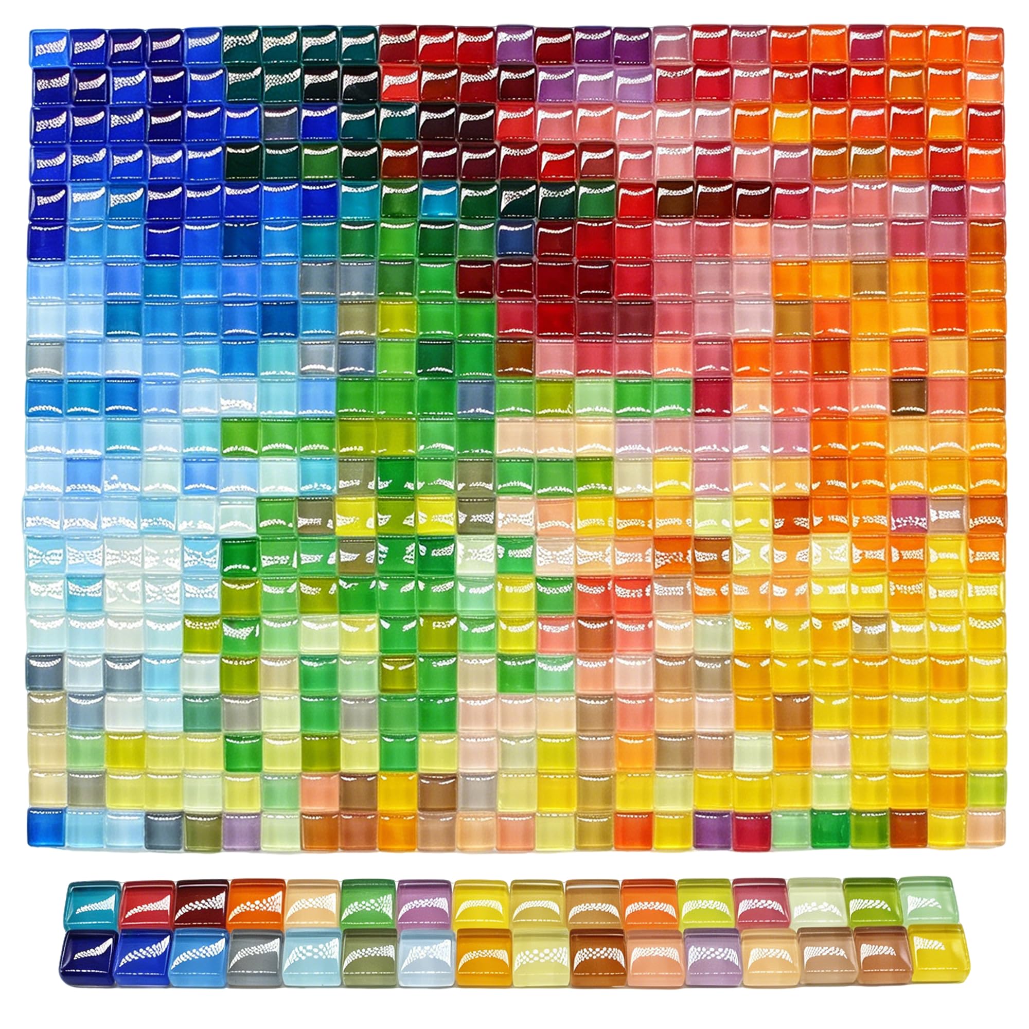 SHRJ 500Pcs Mixed Colors Glass Mosaic Tiles 10mm Transparent Crystal Glass Tiles Small Square Glass Pieces for Crafts Bulk Art Crafts Home Decoration DIY Projects