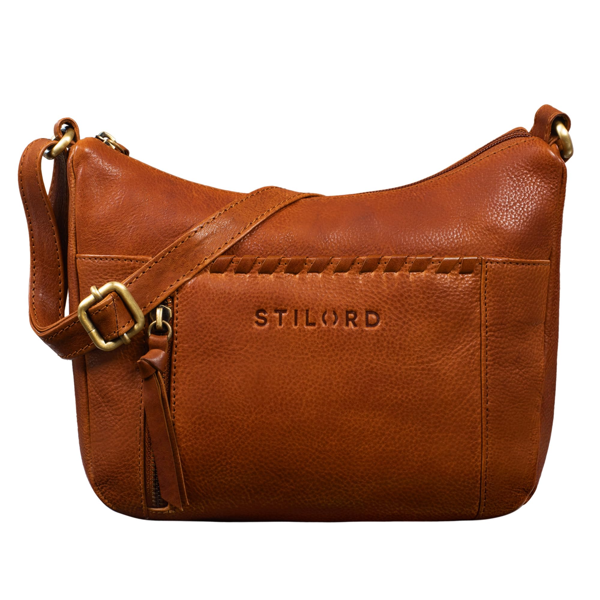 STILORD Nia Mujer Bolso Hombro Pequeño Bolsos de Mano Cuero Mujeres Bolsa Vintage Piel Bandolera Cuero Genuino Color:Texas - marrón