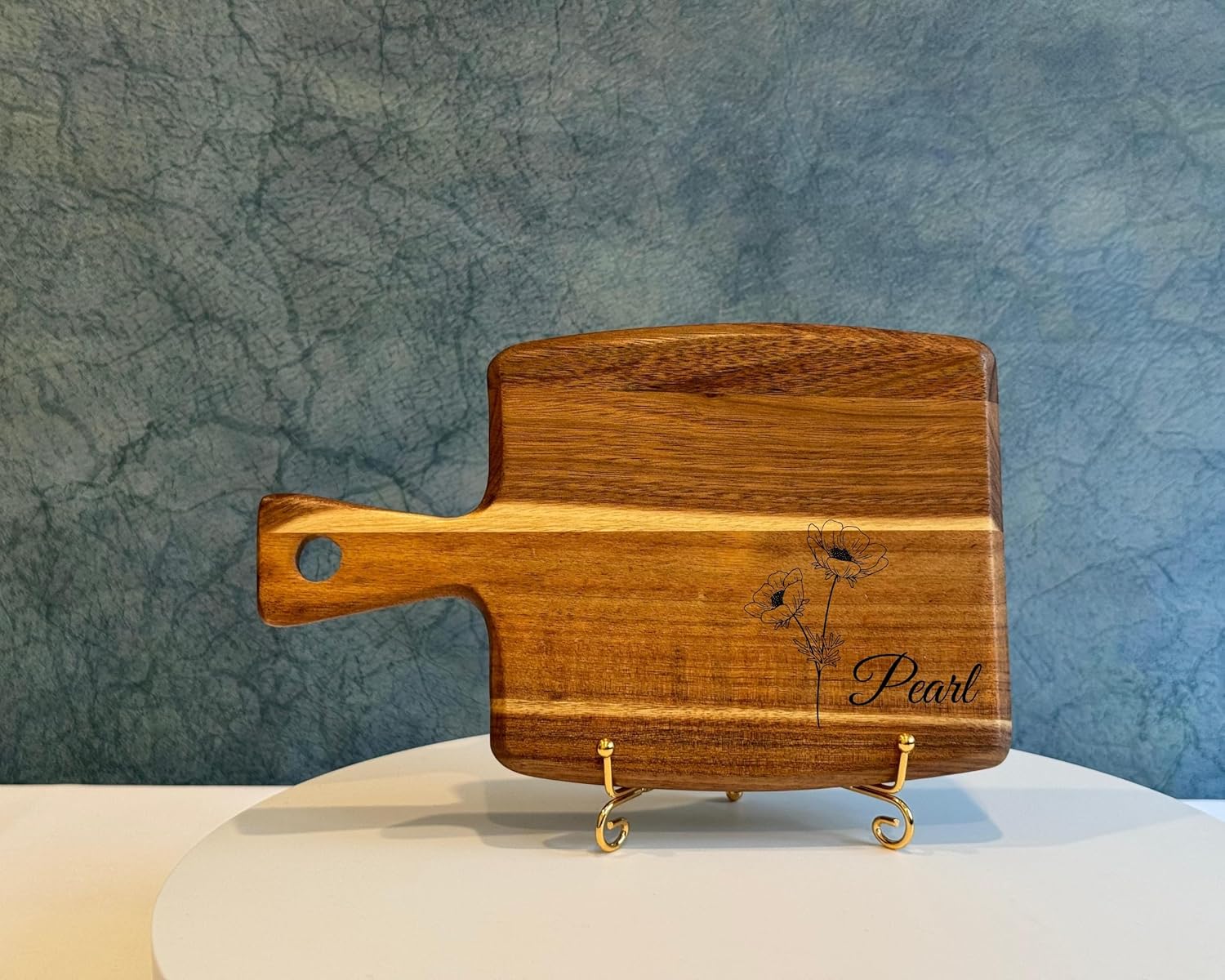 Personalize Charcuterie Board for Christmas Gifts, Laser Engraved Cutting Board, Birth flower Gifts for Grandma, Mom (Acacia Wood)