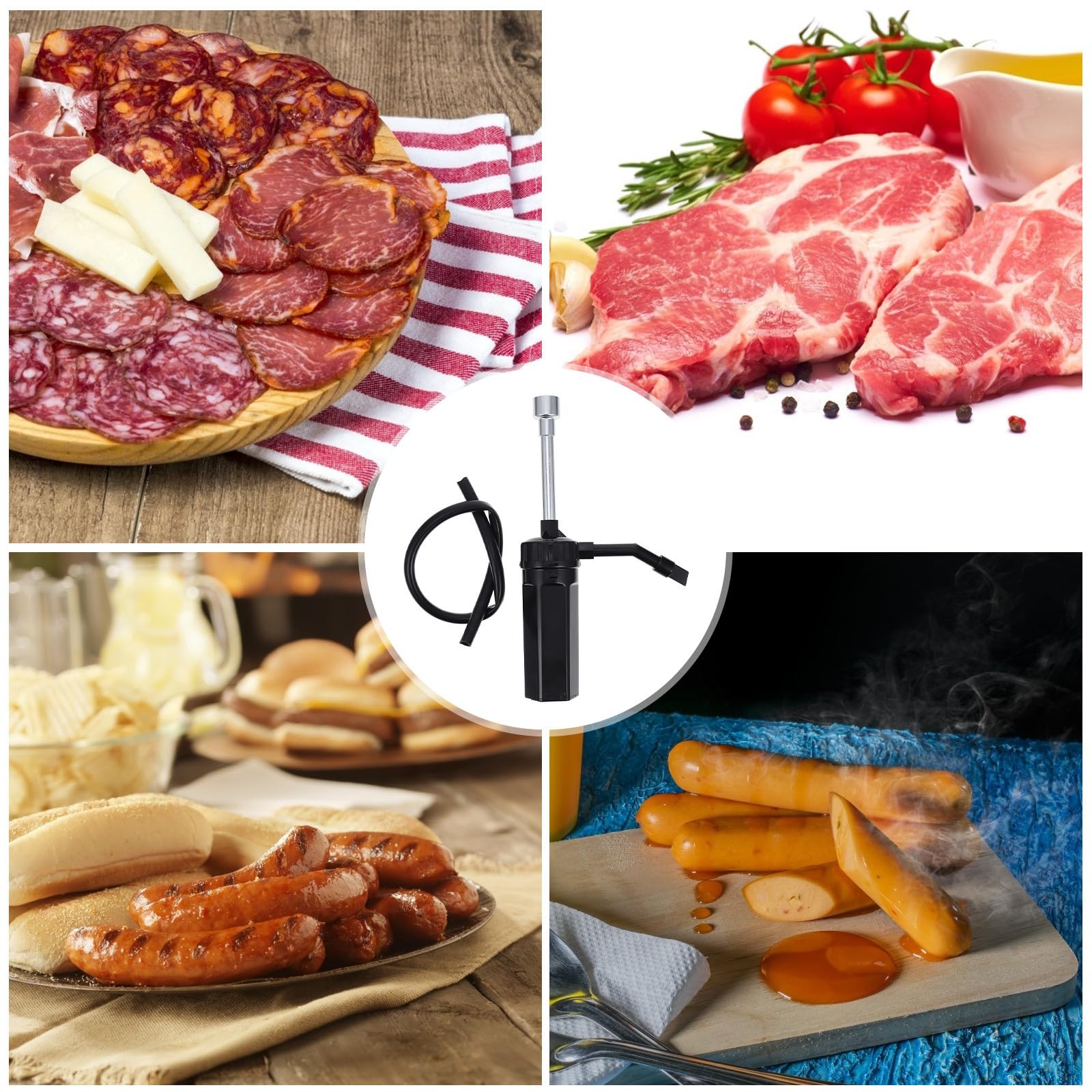 1pezzi Affumicatore Portatile per Cucina con Estensibile Sistema di Circolazione in Inox per Affumicare Bistecca e Salmone Design Elegante e Materiali Resistenti