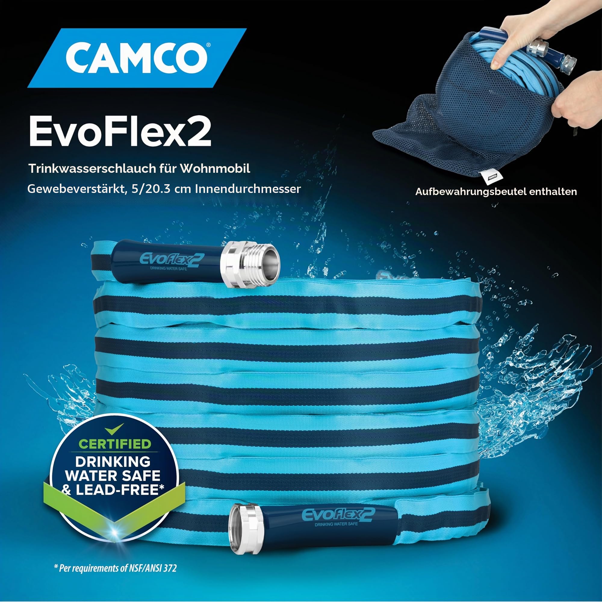 camco 22577: Evoflex2-25' Trinkwasserschlauch, gewebeverstärkt