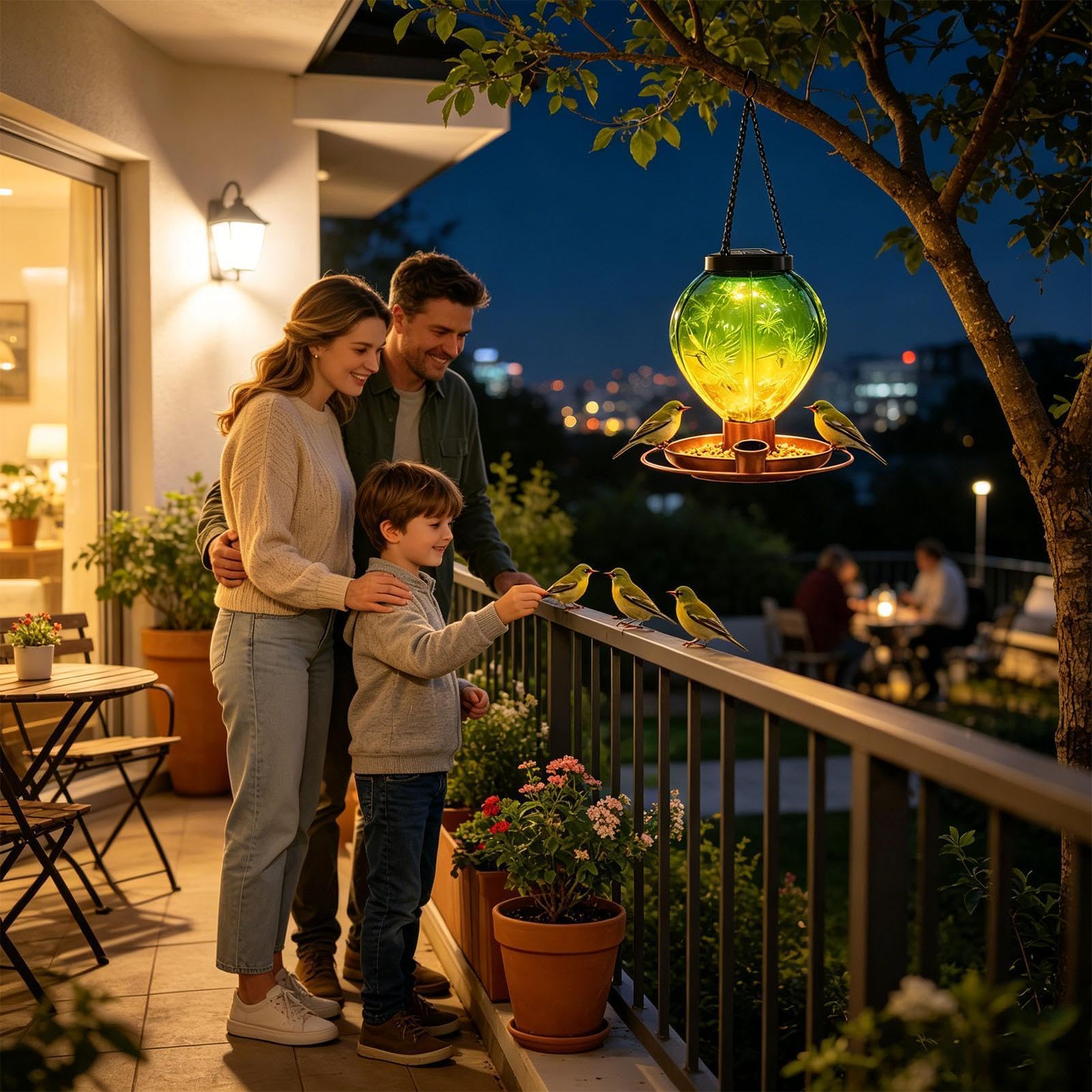 Solar Heißluftballon Vogelfutterhaus Hängende Futterstation mit Licht