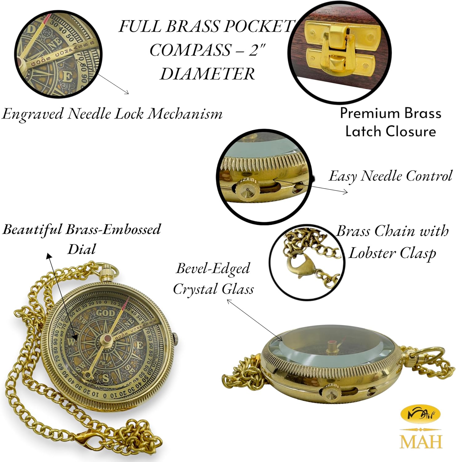 Handmade Religious Brass Compass Gift with Engraved & Embossed Faith Messages – Inspirational Christian Religious Gift Keepsake for Baptism, Confirmation, Christening, First Communion or Christmas
