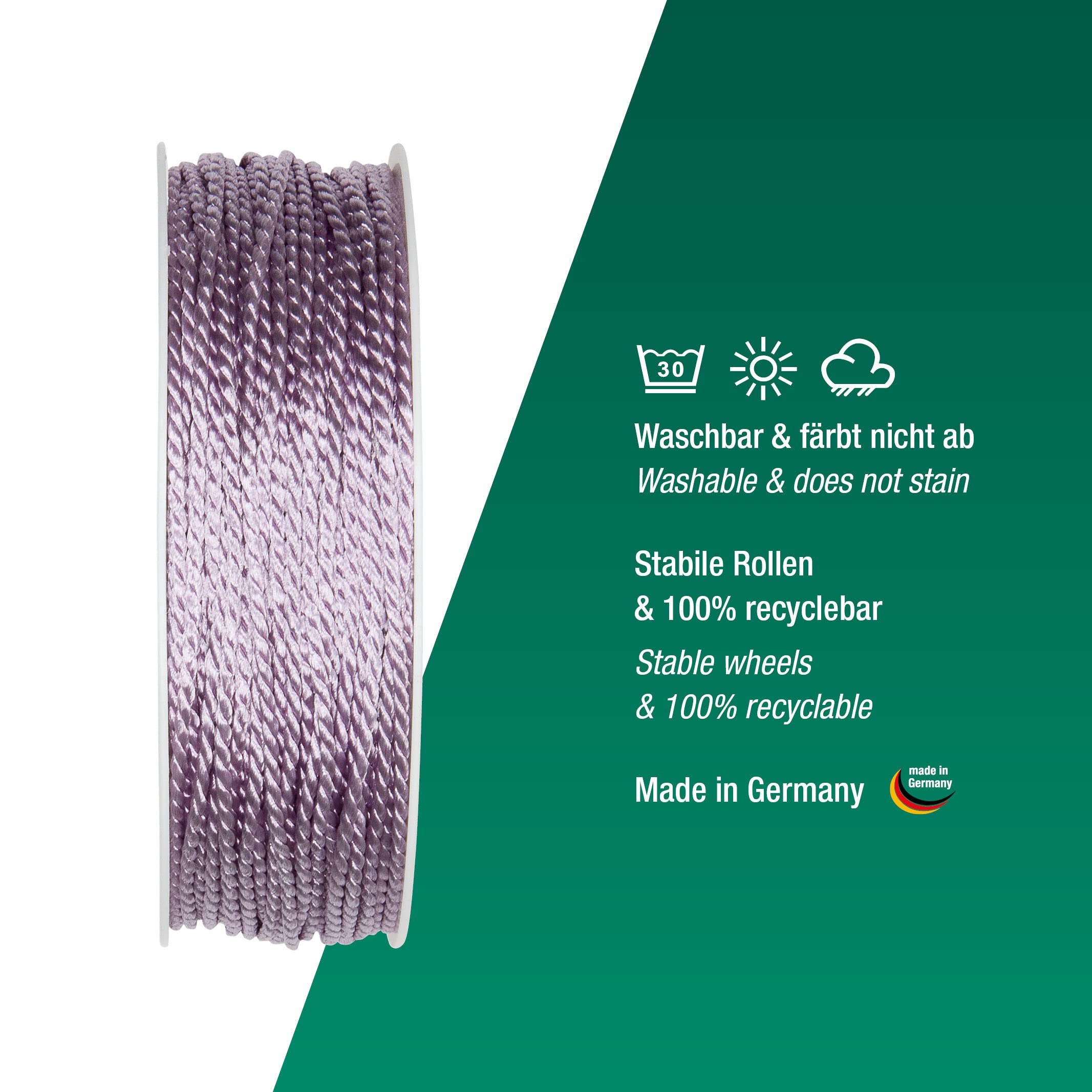 Halbach Seidenbänder Premium Kordel (Lavendel) – Bild 3