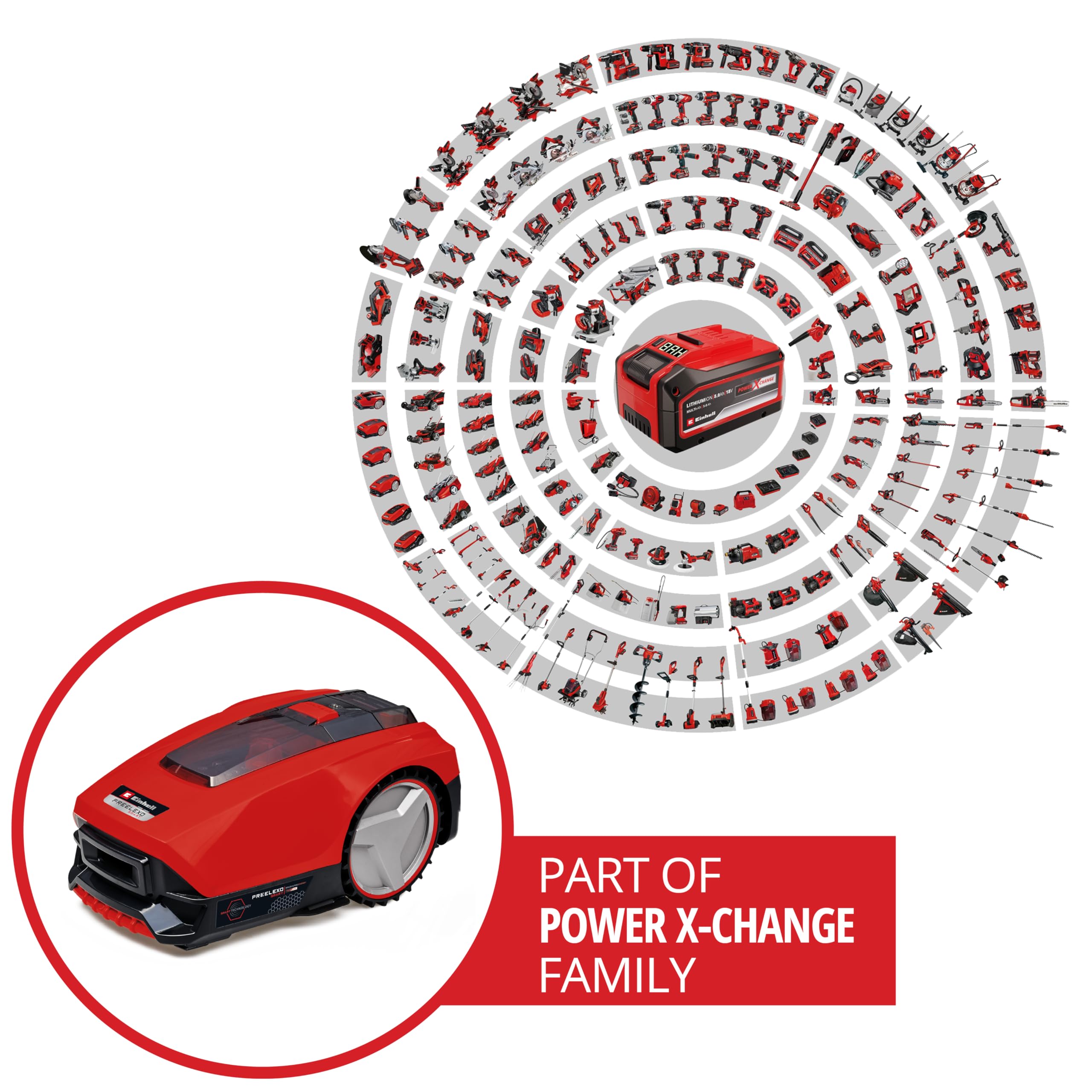 Einhell Mähroboter FREELEXO SMART 750 Power X-Change (Smarte Vernetzung, wetterabhängige Mähzeitberechnung, bis 750 m², Second Area Modus, inkl. Installationskit)